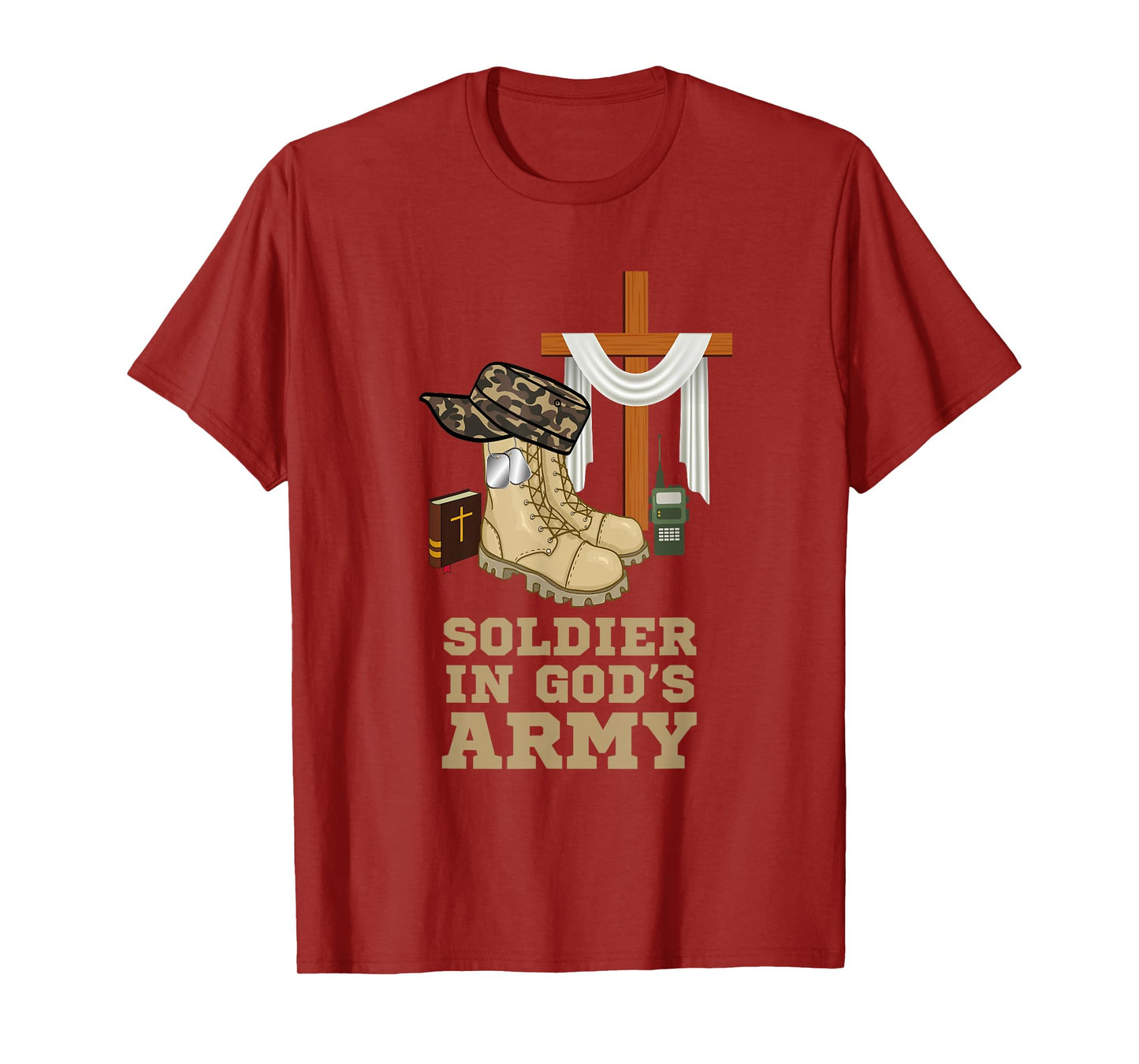 Christian Soldier In God's Army Military Jesus Christ Cross T-Shirt