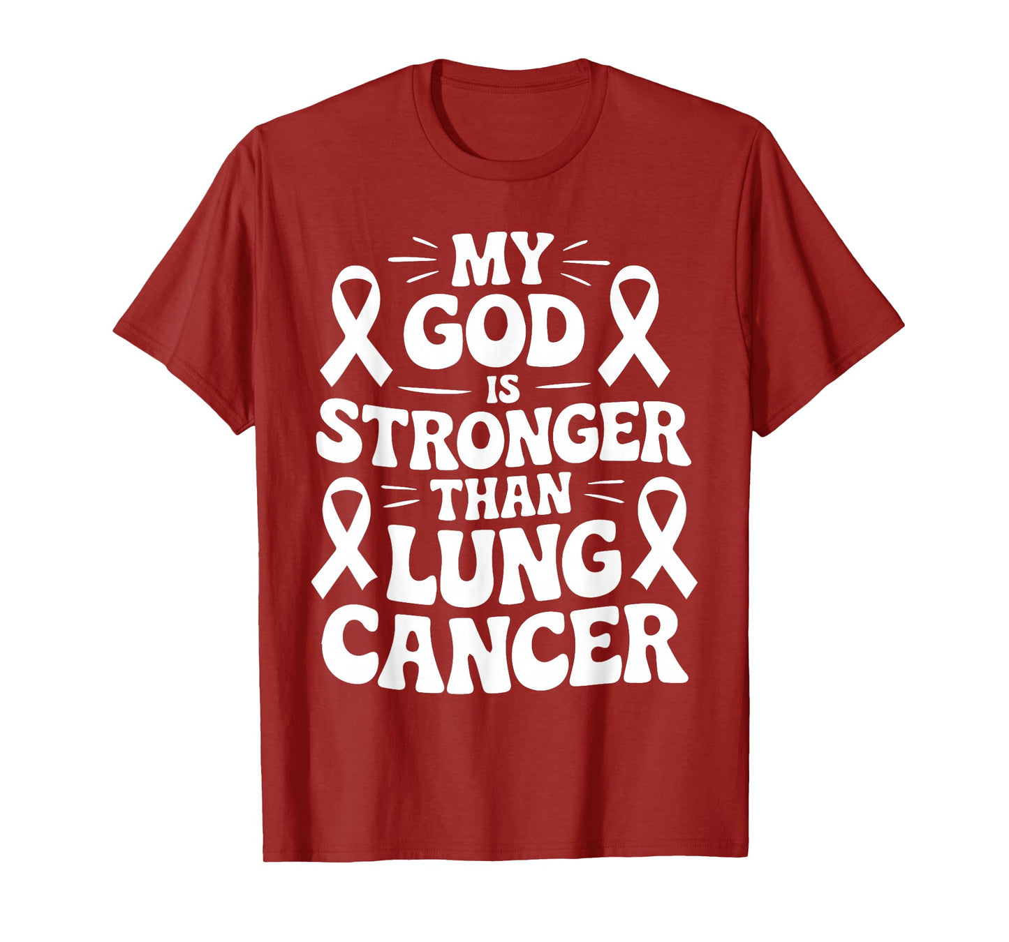 Lung Cancer Support God's Strength White Ribbon Awareness T-Shirt