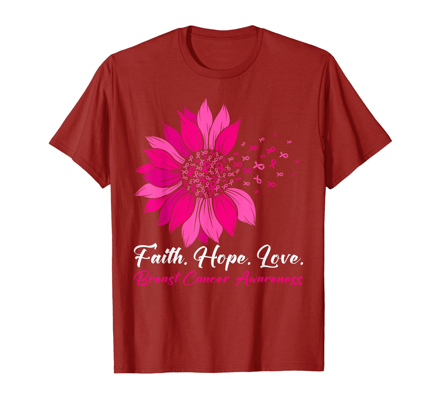 Sunflower Faith Hope Love Breast Cancer Awareness T-Shirt