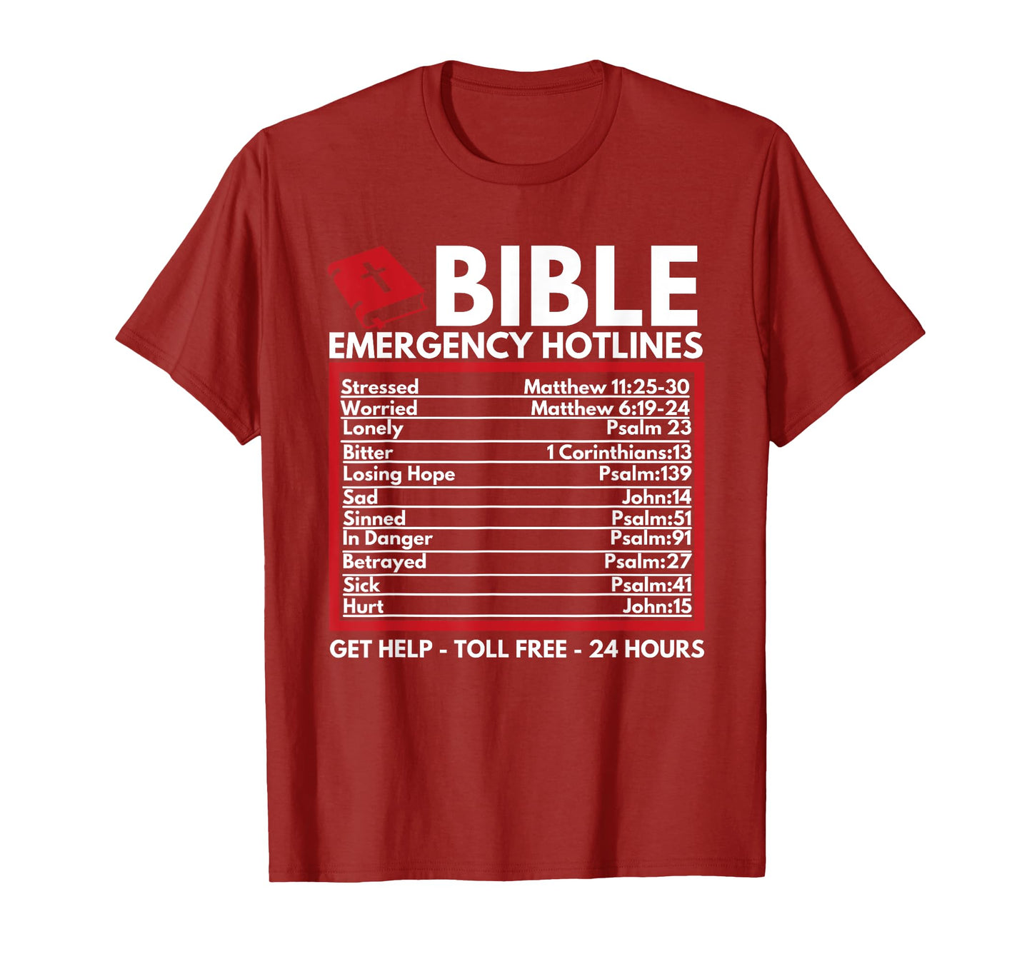 Bible Emergency Numbers - Funny Christian Bible & Jesus T-Shirt