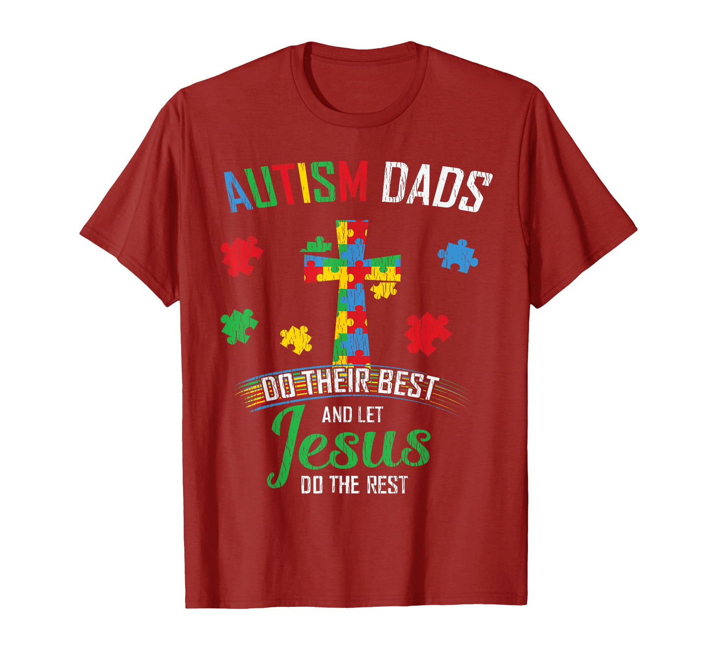 Autism Dad Son Father Autistic Kid Awareness Jesus Christian T-Shirt