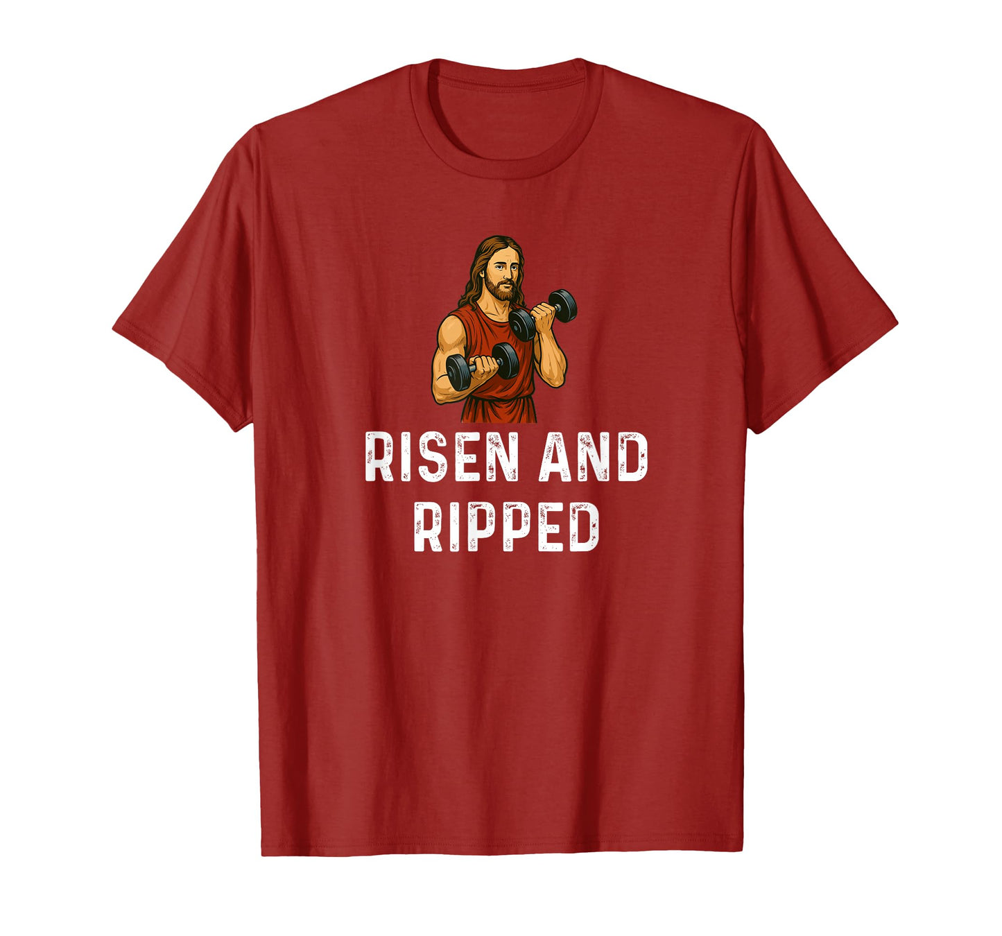 Risen and Ripped Church God Jesus Weight Lifting Fitness T-Shirt