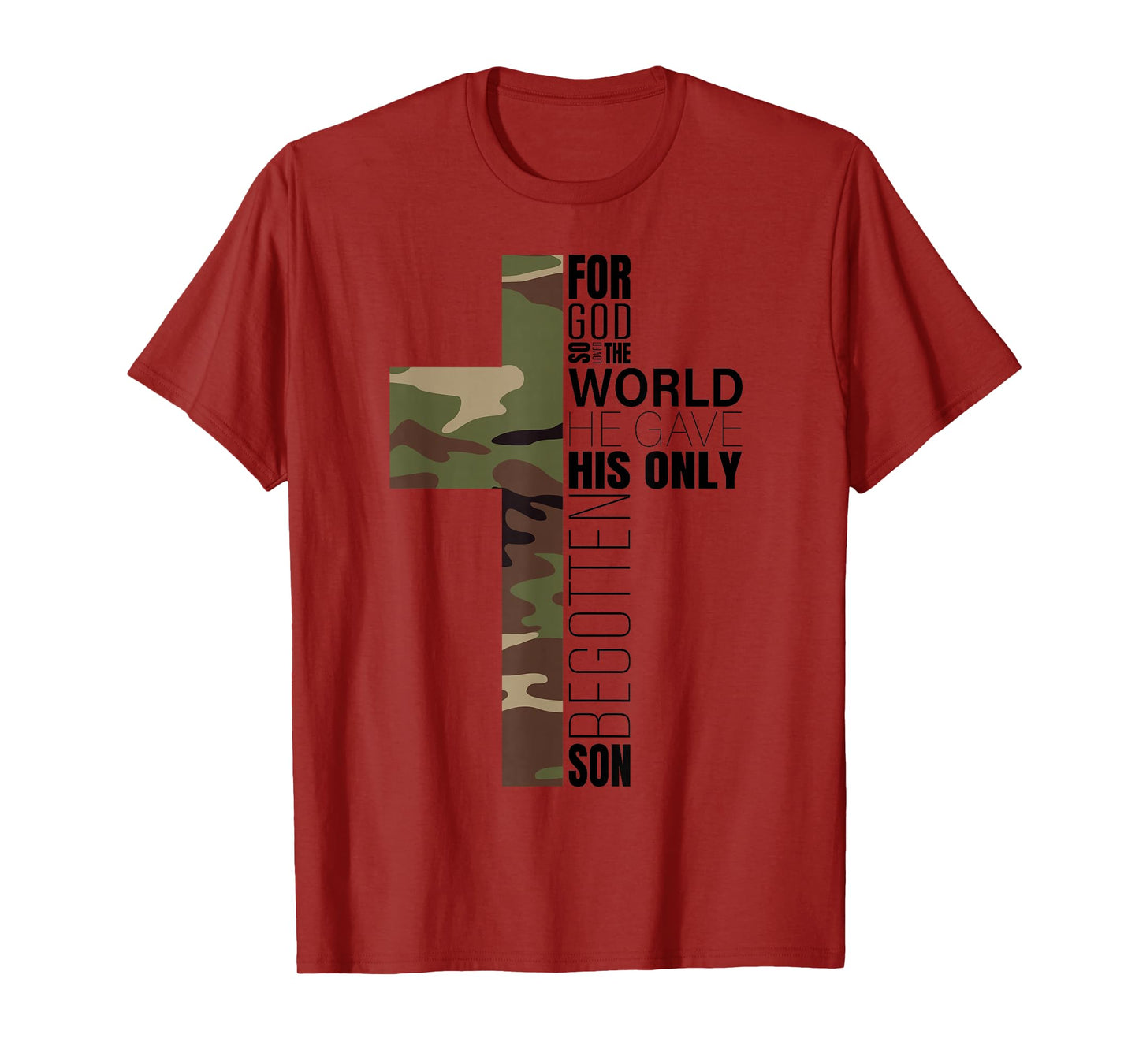 Green Camo Christian Cross Gifts Men John 3 16 Bible Verse Premium T-Shirt