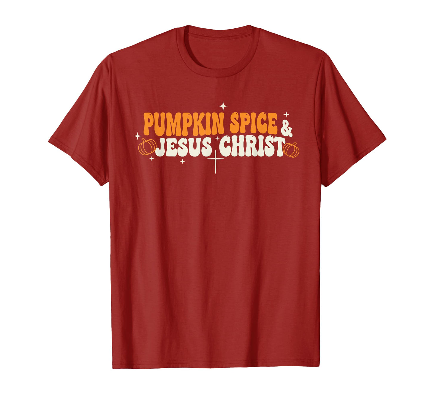 Pumpkin Spice and Jesus Christ Minimal Retro Autumn Faith T-Shirt