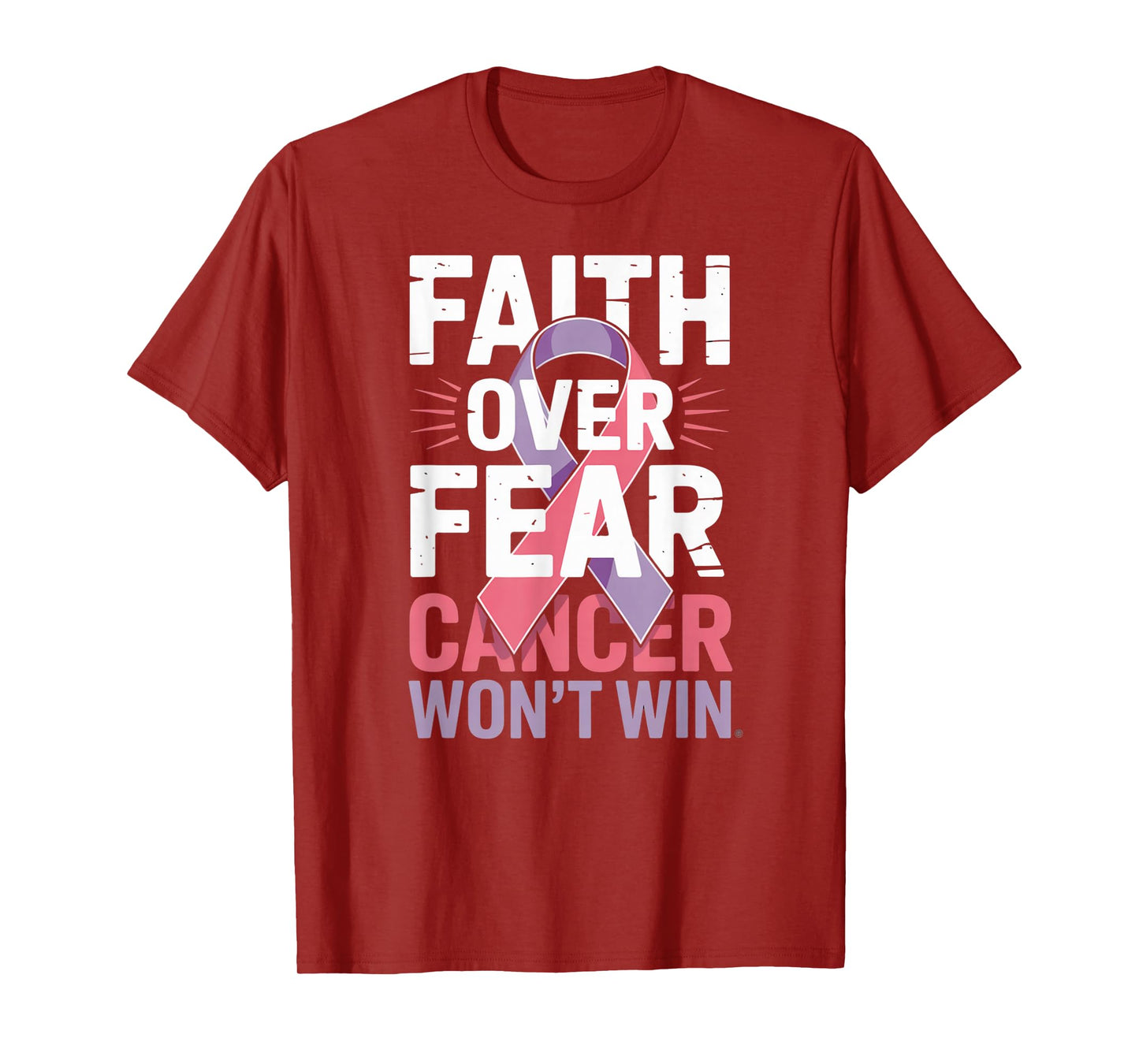 Faith Over Fear Cancer Won't Win Pink Ribbon T-Shirt
