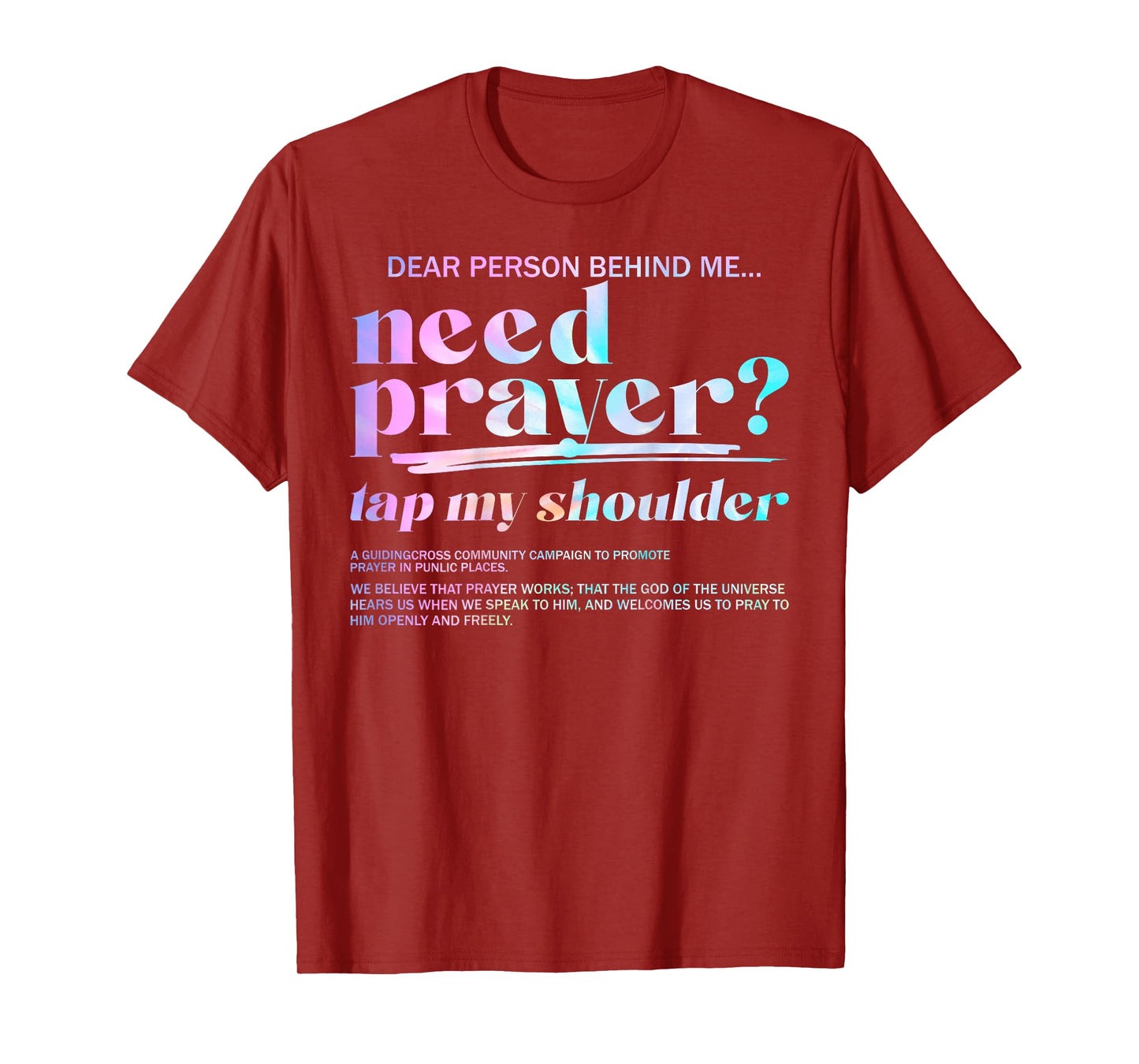 Need Prayer Tap My Shoulder Christian Men Women (On Back) T-Shirt
