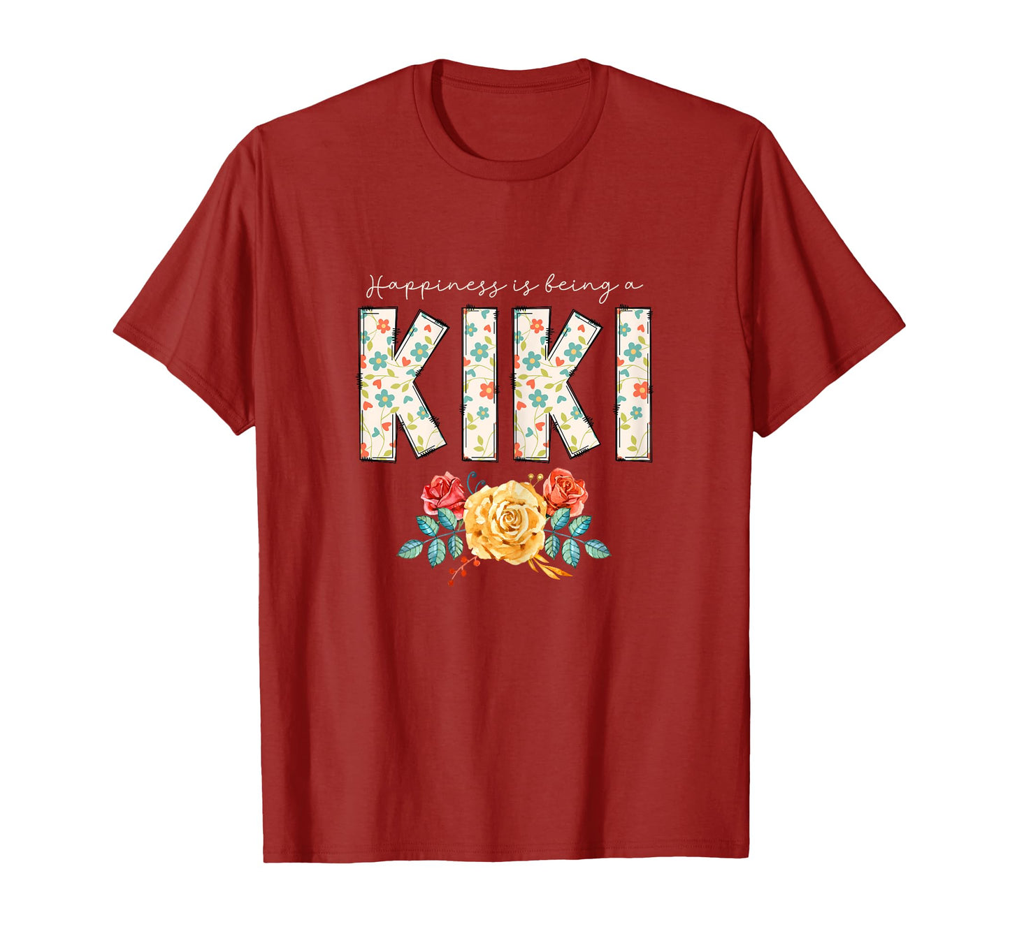 Happiness Is Being A Kiki Floral Flower Grandma T-Shirt