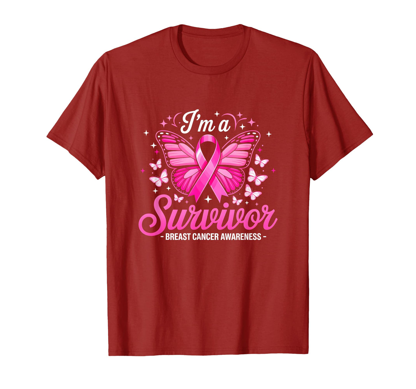 I'm A Survivor Breast Cancer Awareness Women Butterfly T-Shirt
