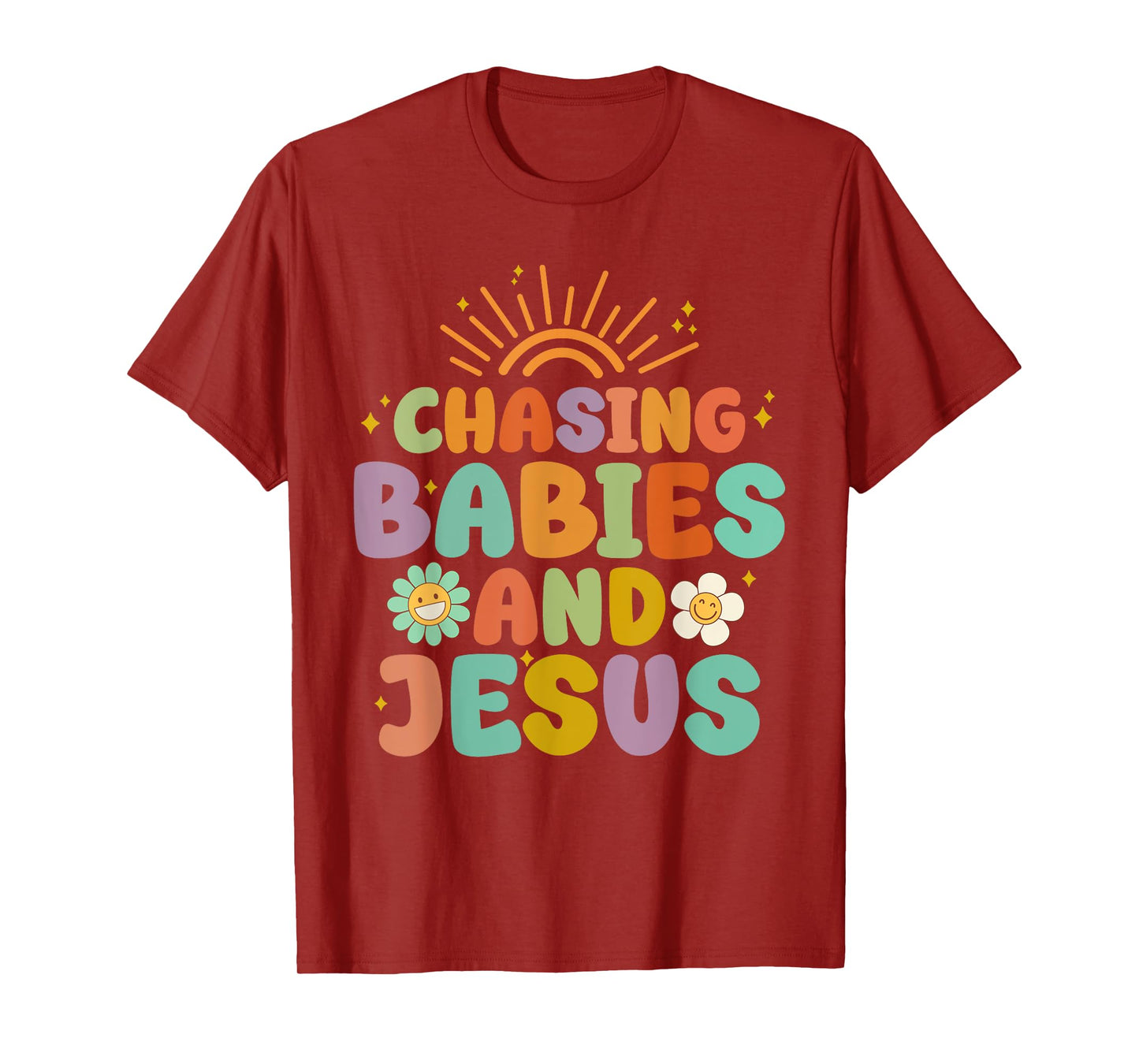 Mom Chasing Babies And Jesus Religious Christian Women T-Shirt