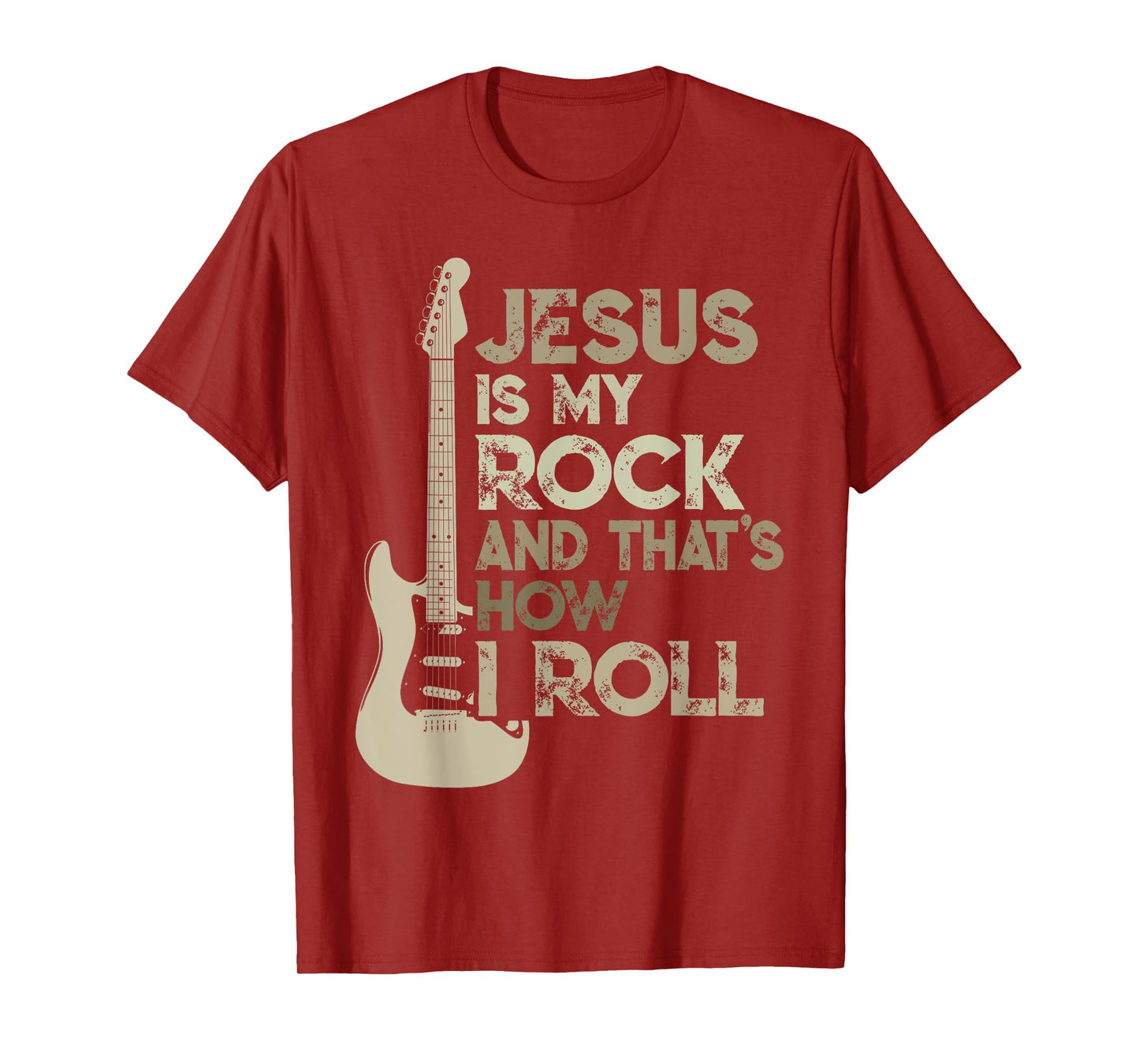 Jesus Is My Rock And That Is How I Roll Christian Guitarist T-Shirt