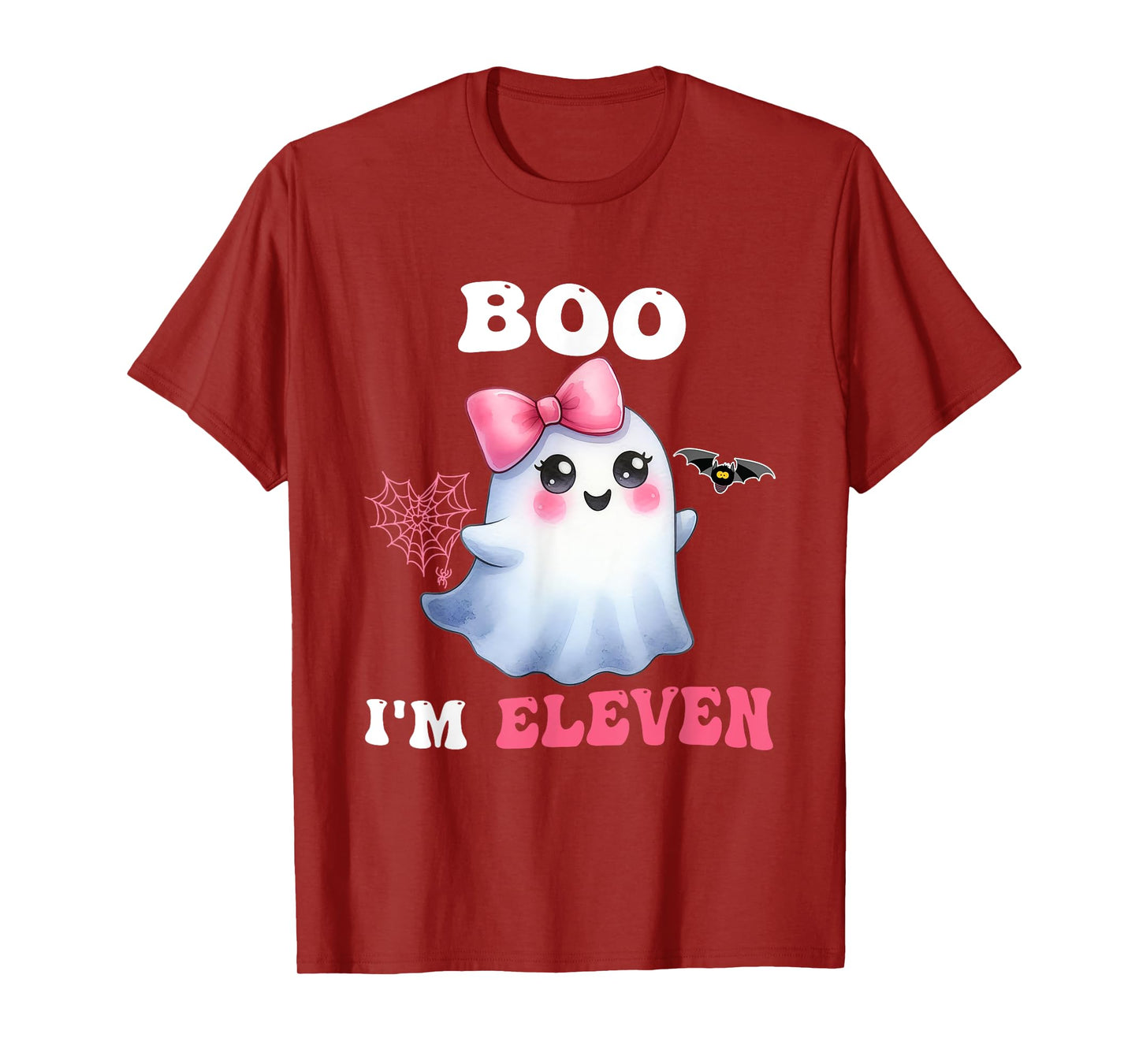Boo I'm Eleven Cute Ghost 11th Birthday Funny Halloween Girl T-Shirt
