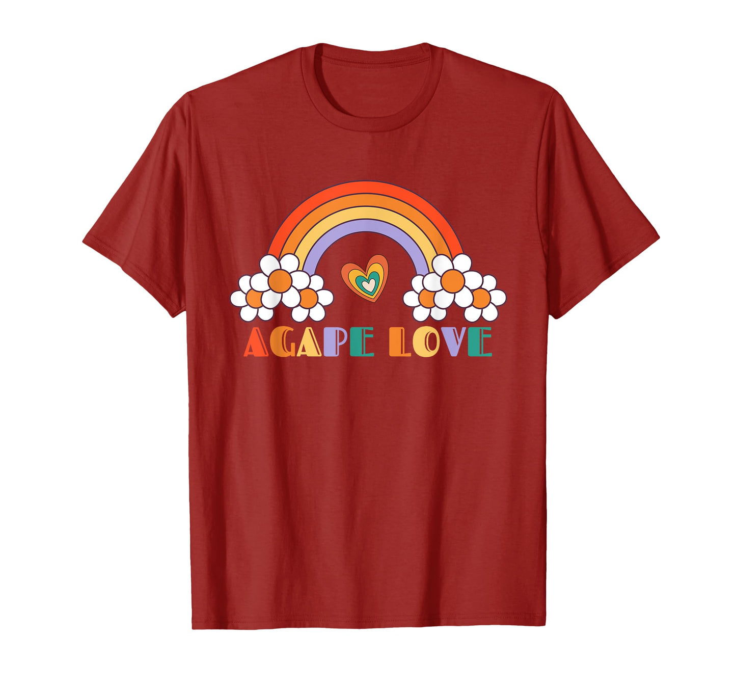 Agape Love Rainbow Heart Inspirational Women Christian T-Shirt