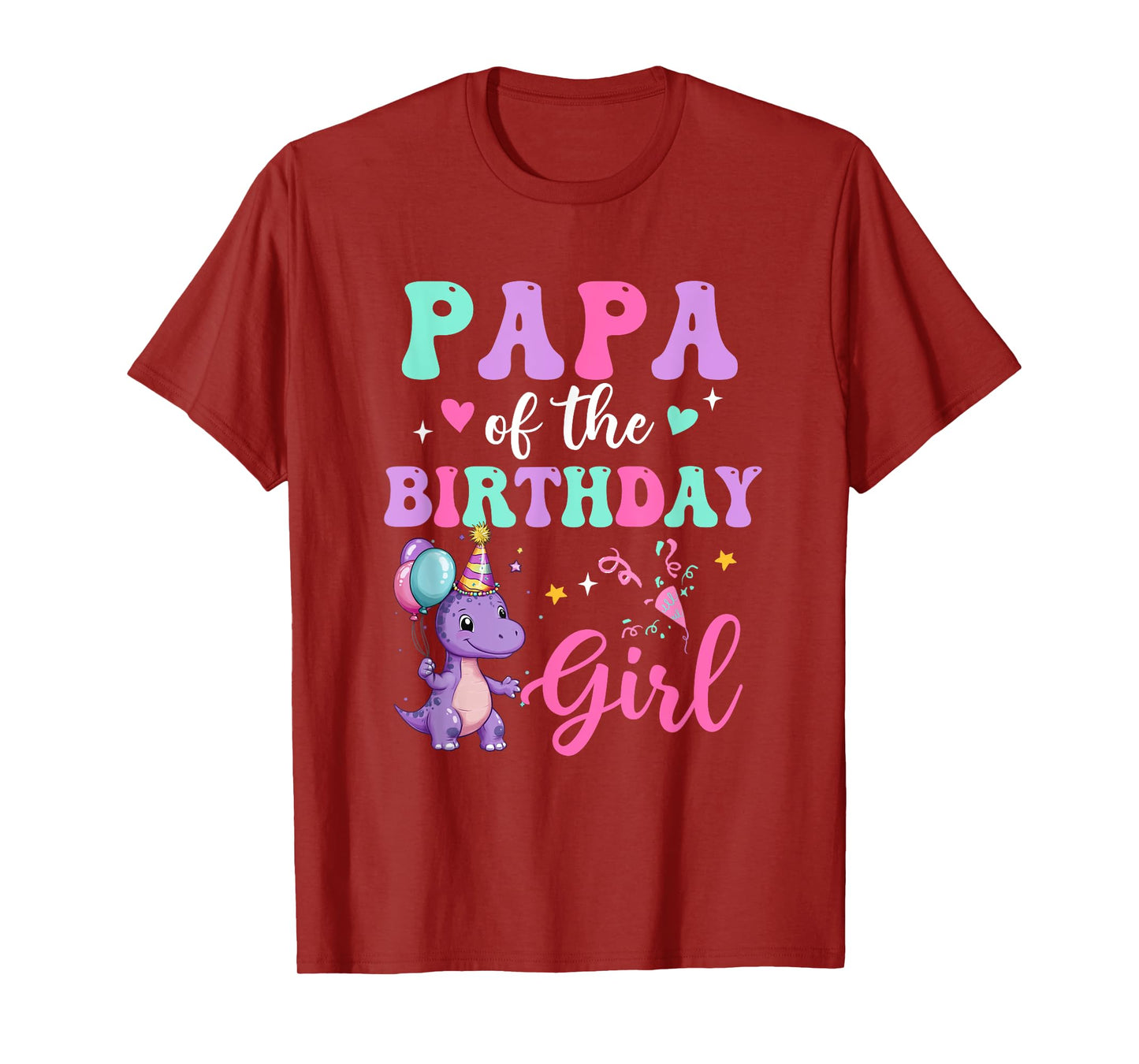 Papa Of The Birthday For Girl Dinosaur T-Rex Party Family T-Shirt