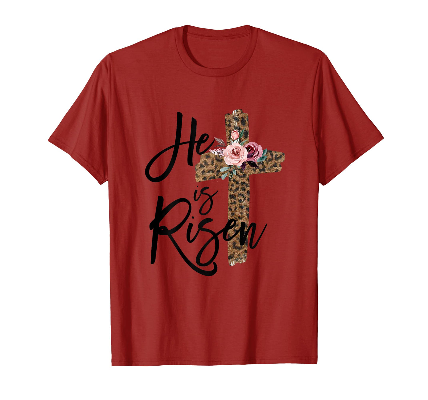 He is Risen Christian Easter Women Leopard Teen Girls T-Shirt