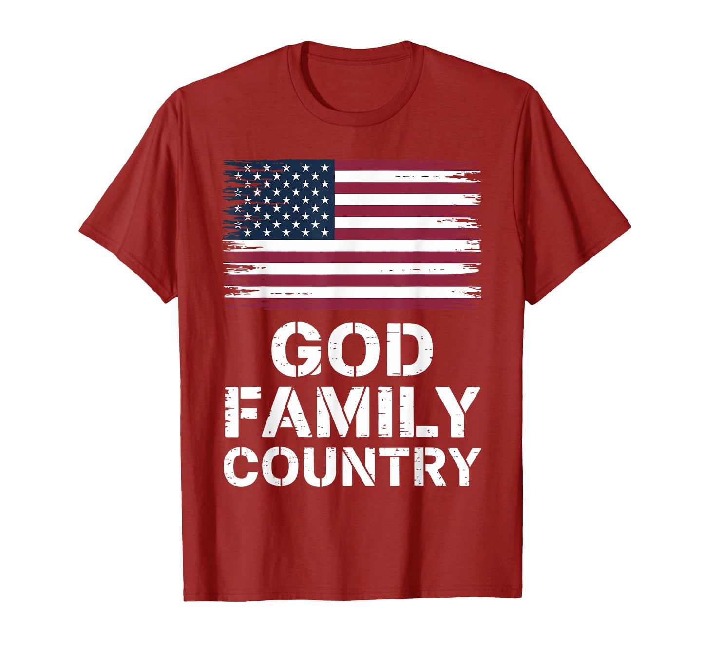 God Family Country - Patriotic Christian US Flag T-Shirt