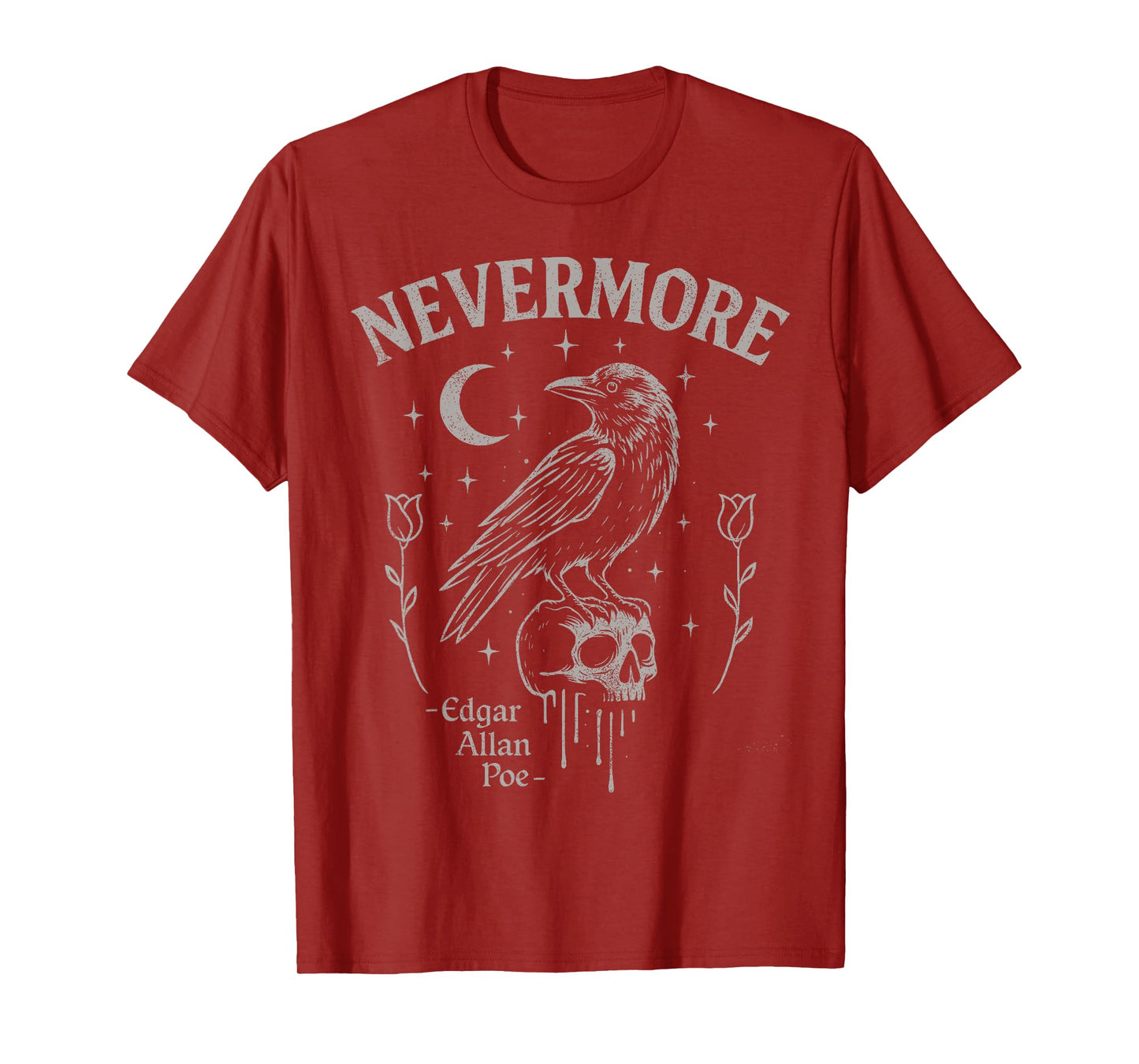 Nevermore Raven Skull Art, Gothic Edgar Allan Poe T-Shirt