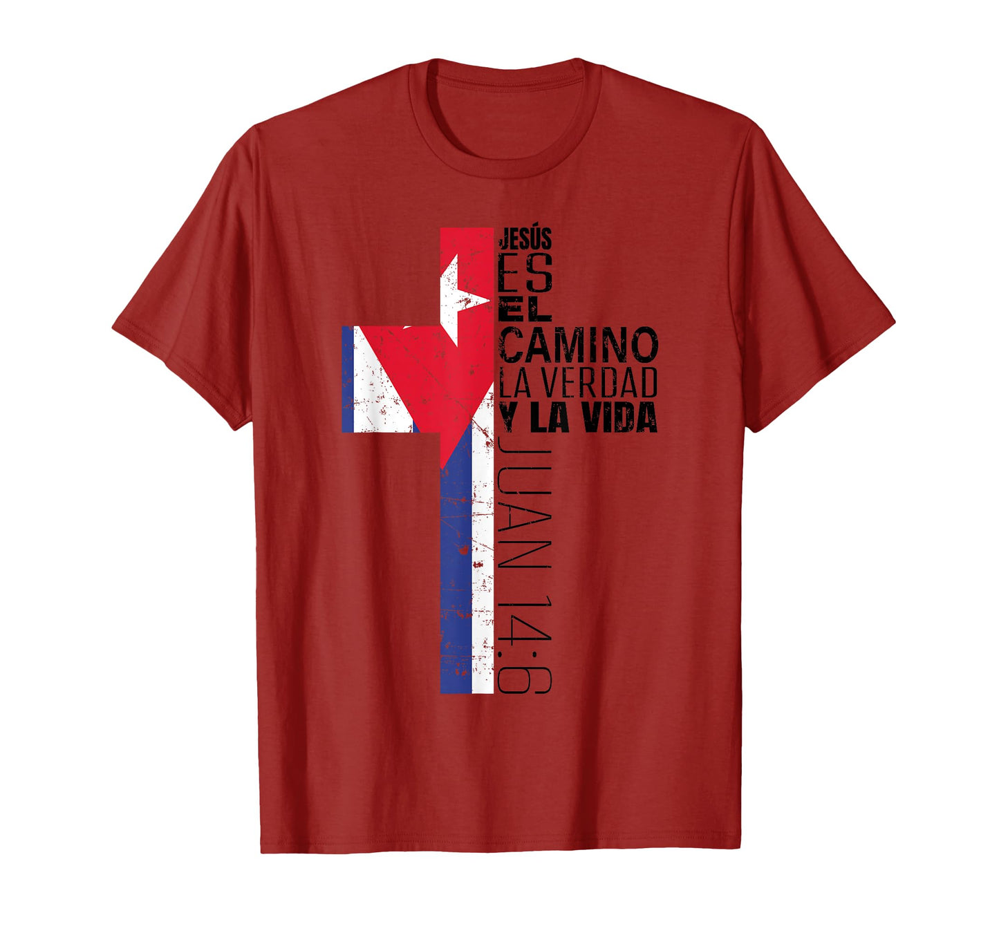 Christian Spanish Gifts Men Women Jesus Juan 14:6 Cuban Flag T-Shirt