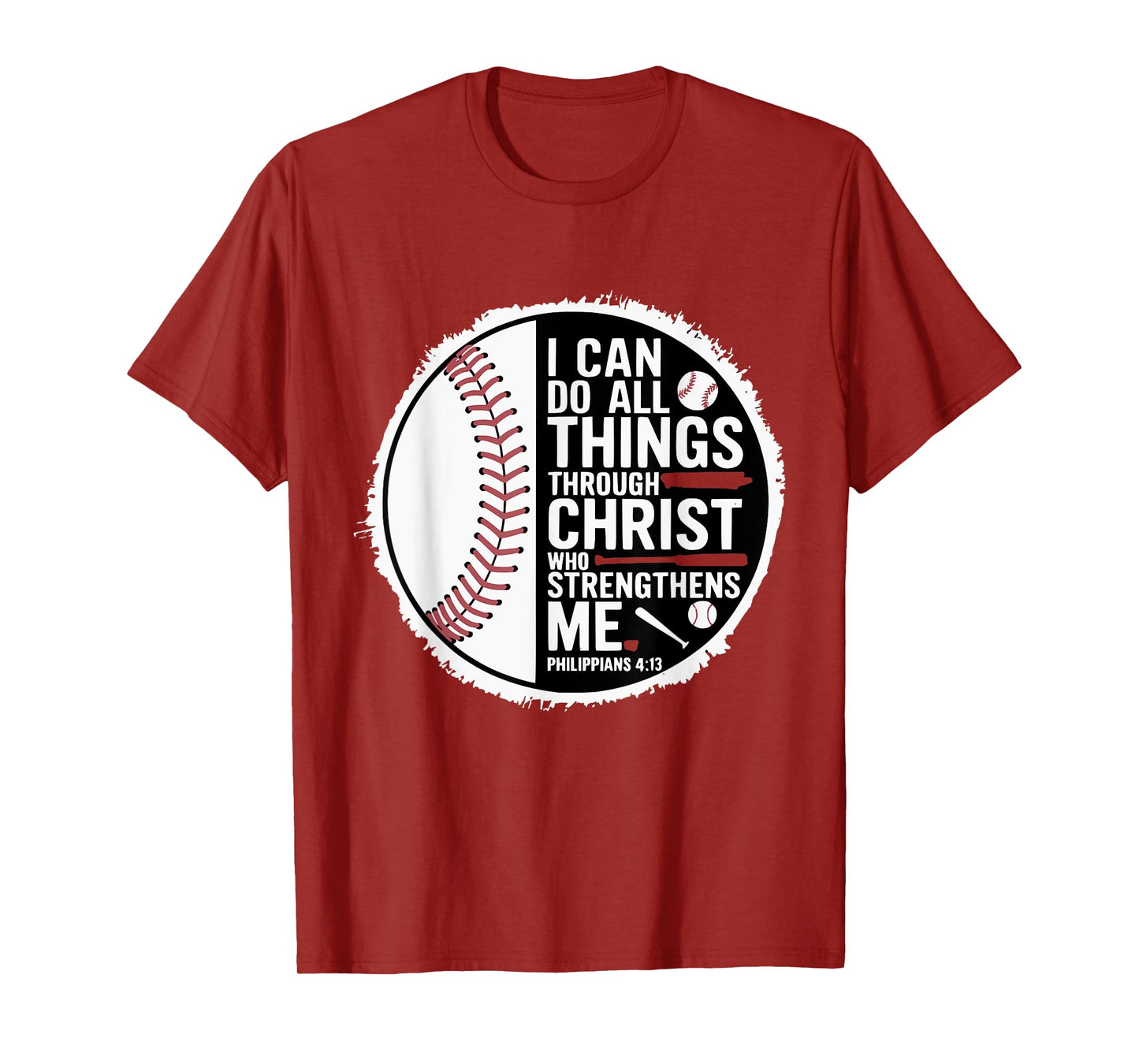Baseball Player Sports with Christian Bible Verse Theme T-Shirt