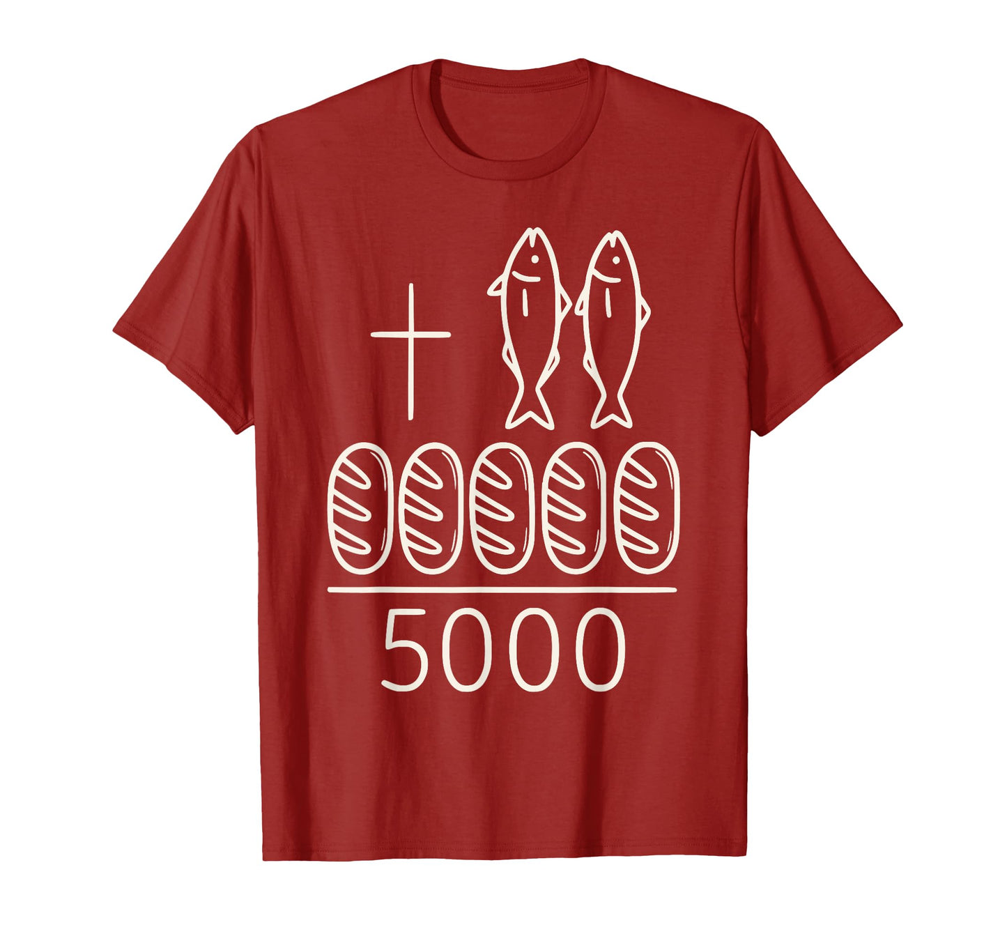 2 Fishes 5 Breads Jesus Cross 5000 Miracle Christian T-Shirt