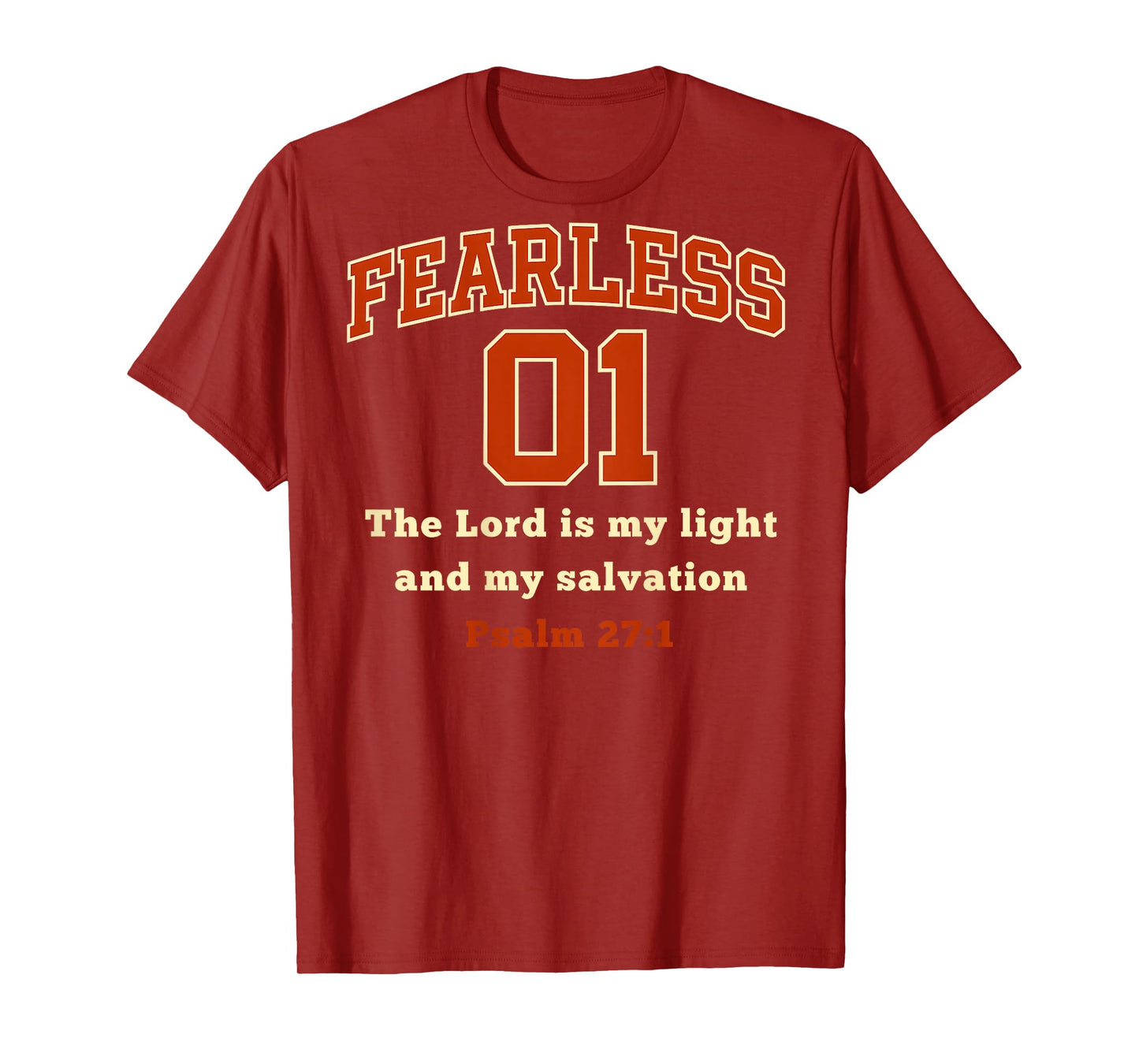 (ON Back) Fearless 01 Sports Jersey Style Psalm 27 1 Verse T-Shirt
