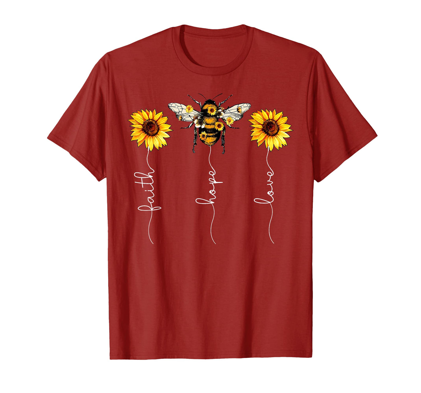 Faith Hope Love Sunflower Bee Jesus Christian Bible Verse T-Shirt
