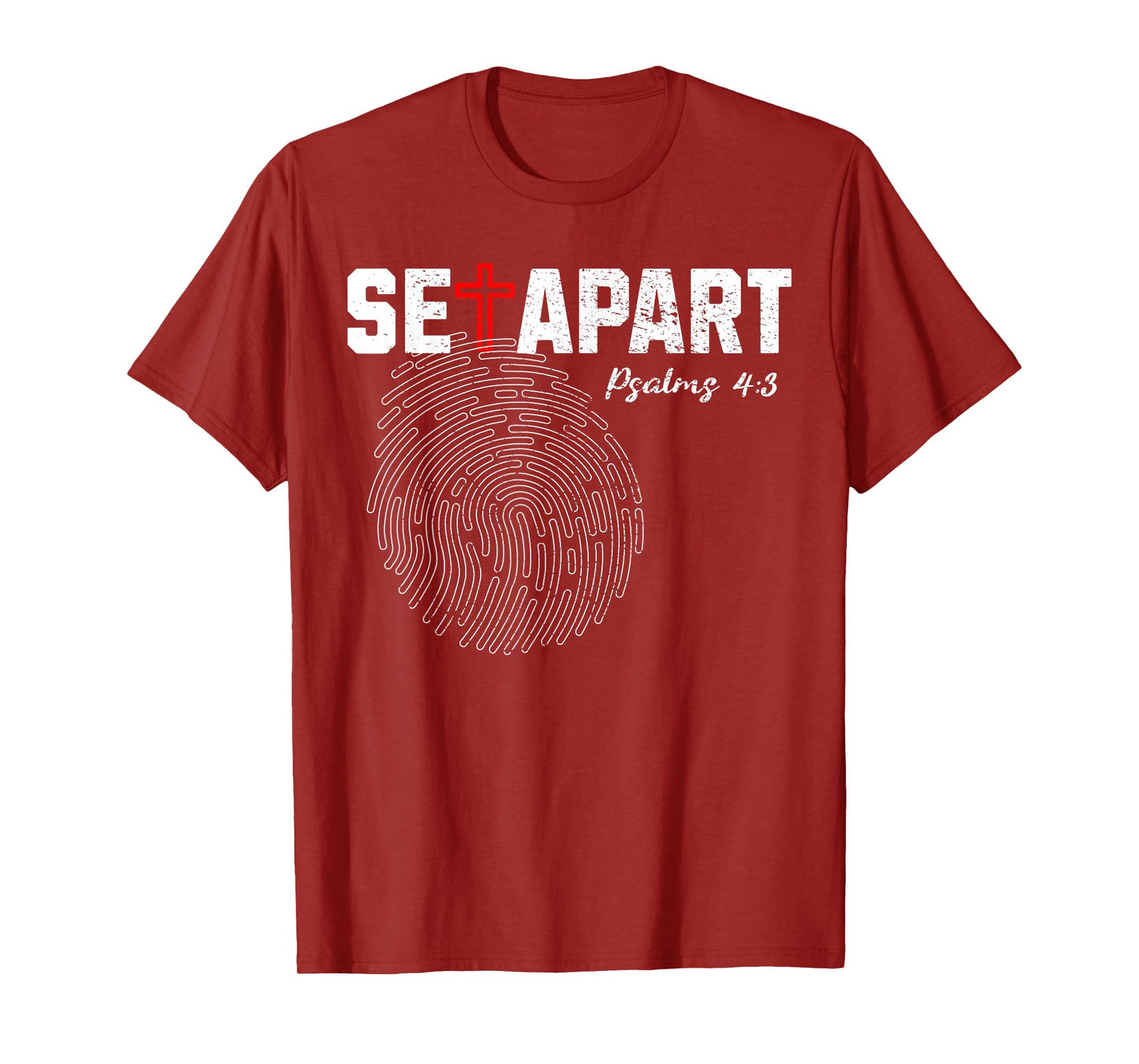 Cool Christian Set Apart Psalms 4, 3 Verse Fingerprint Jesus T-Shirt
