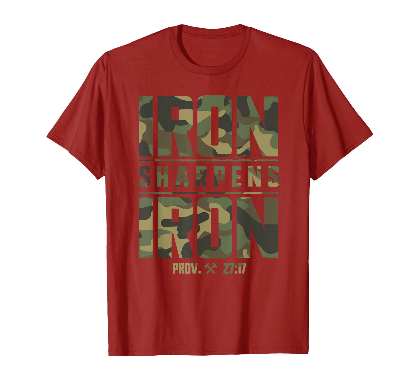 Iron Sharpens Iron Christian Men Camo Scripture Gym Workout T-Shirt