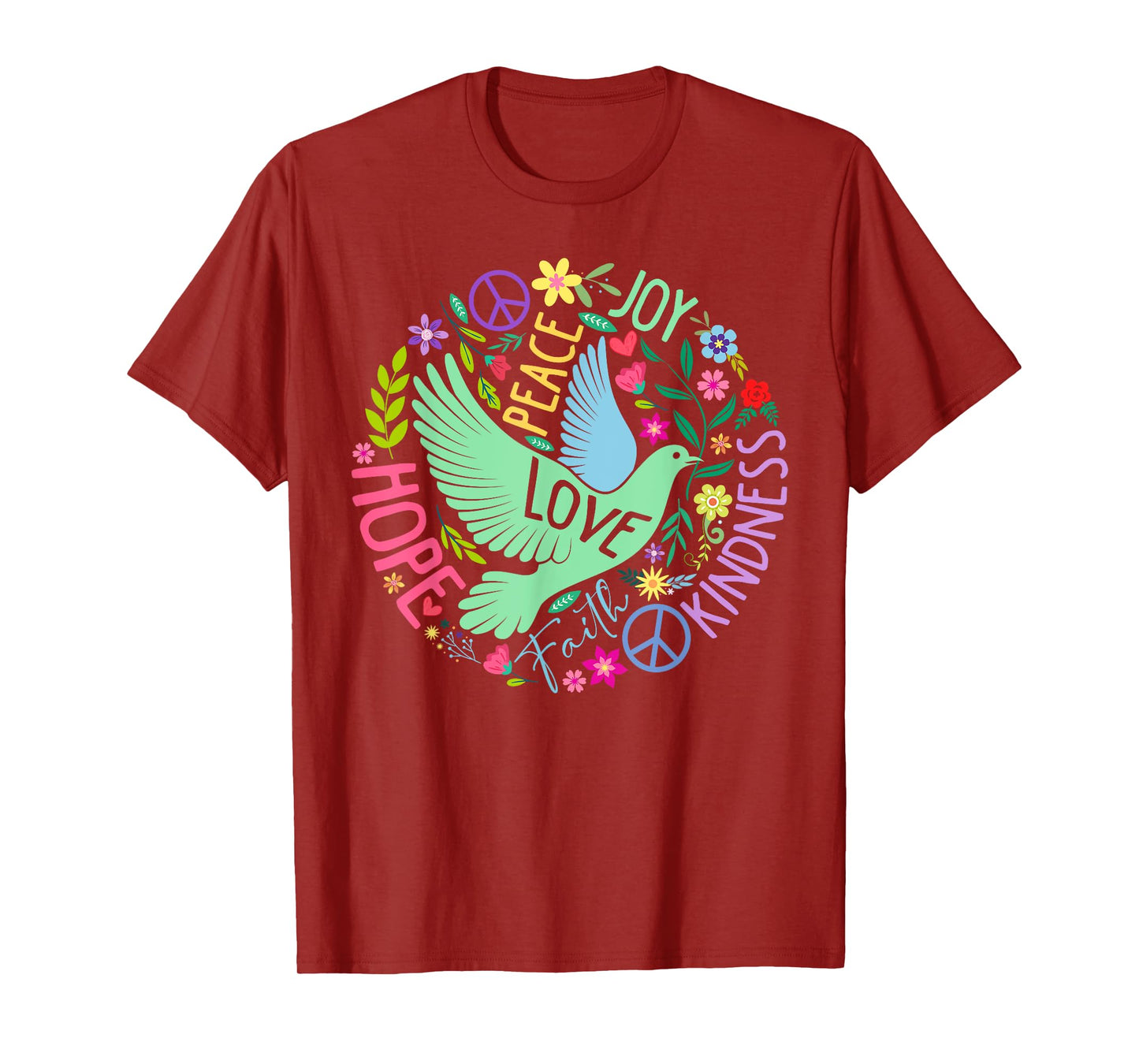 Groovy Hippie Peace Hope Love Peace Bird World Peace Day T-Shirt