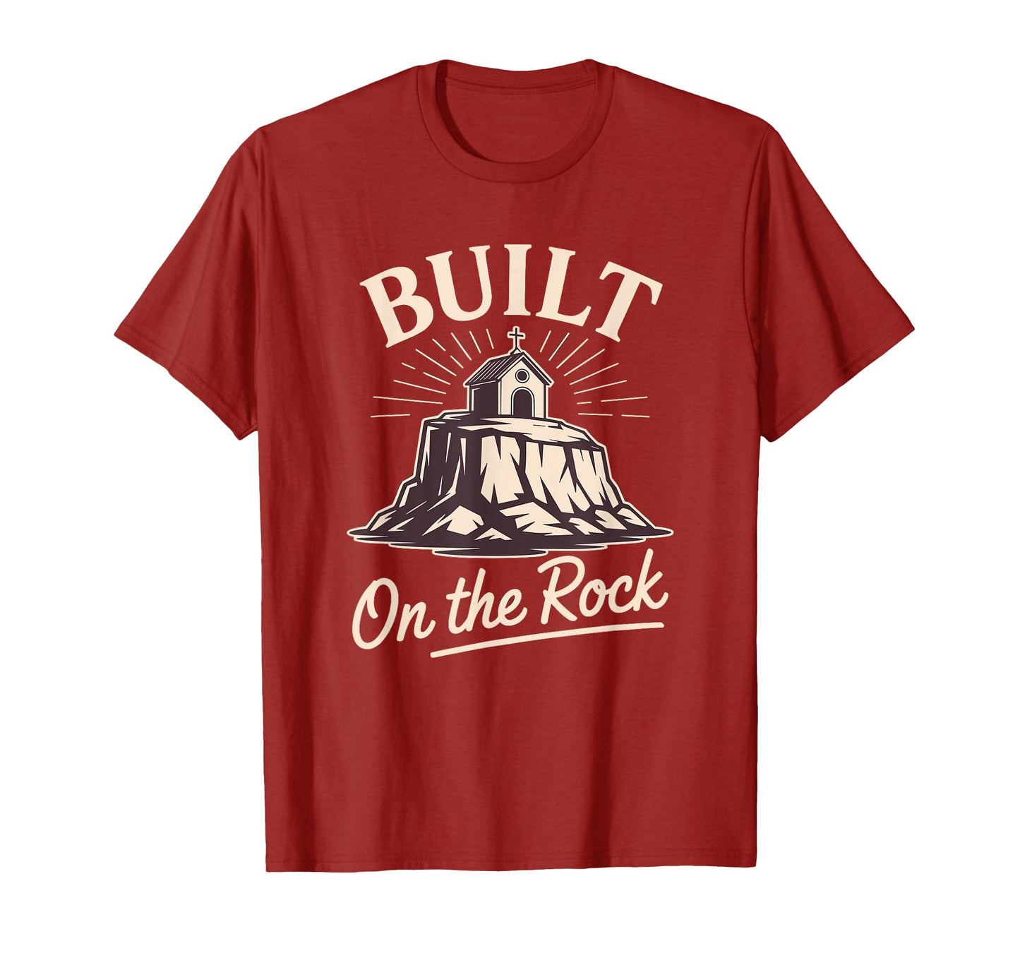 Built on Rock Christian Faith Sunday School Design T-Shirt