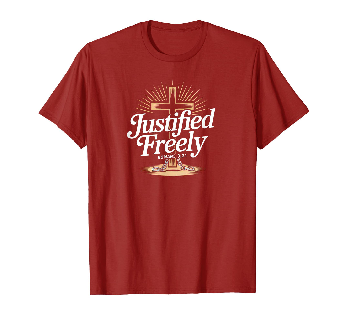 Justified Freely Romans 3 Christian Faith Grace Bible Verse T-Shirt