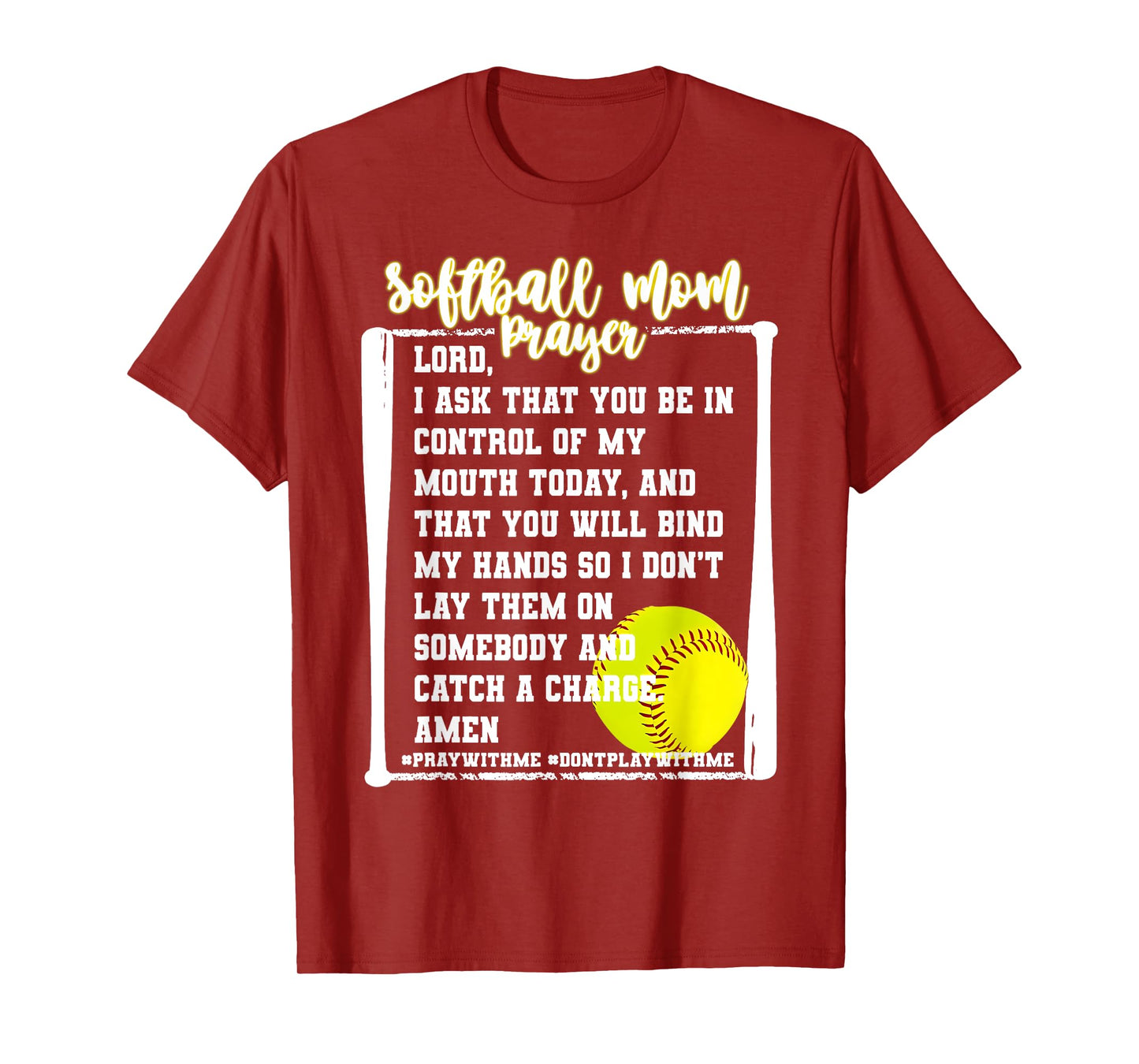 Softball Mom Prayer Game Day Baseball Christian Religious T-Shirt