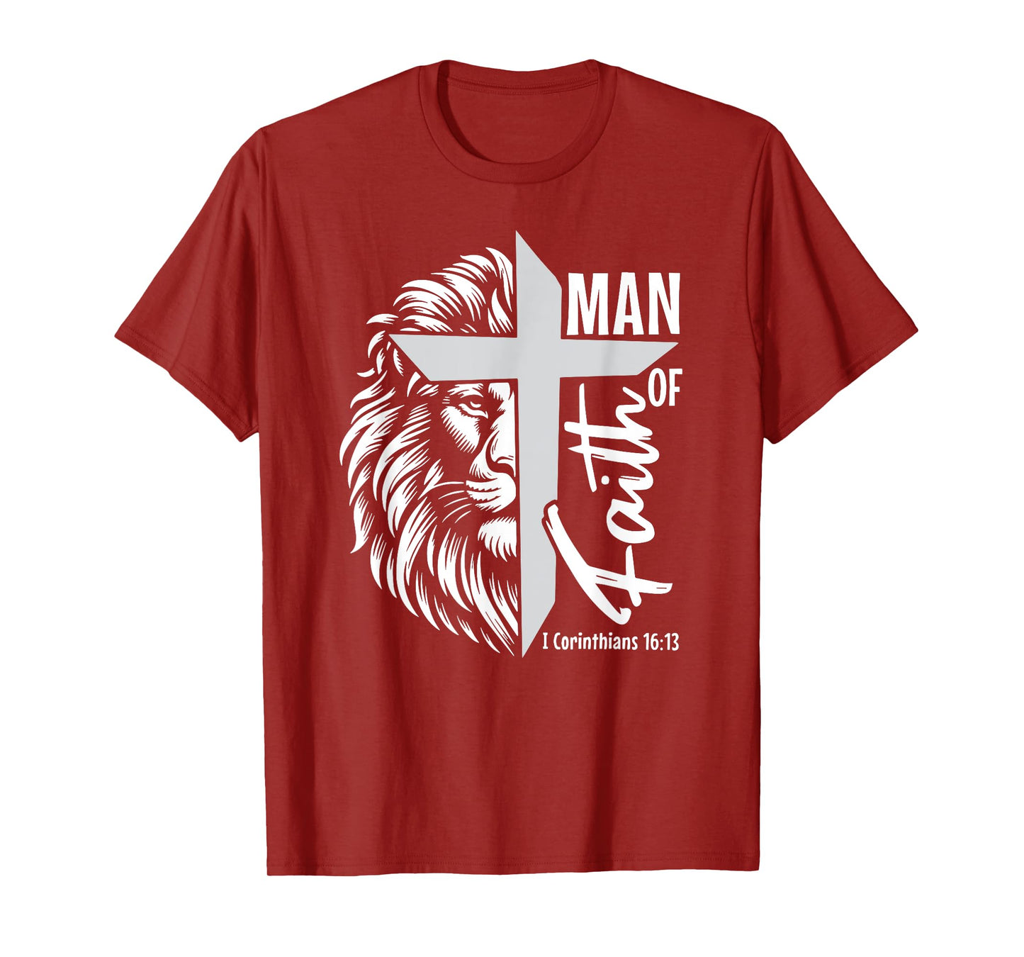 Man of Faith Lion Christian God Jesus Cross T-Shirt