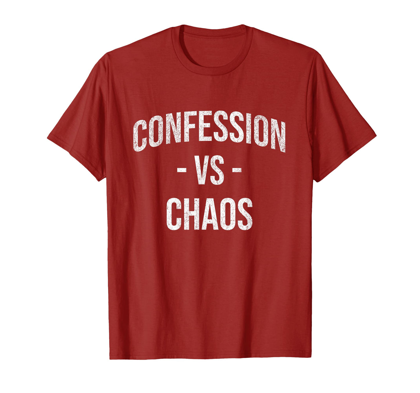 Confession vs Chaos Christian Catholic Mom Teacher Minimal T-Shirt