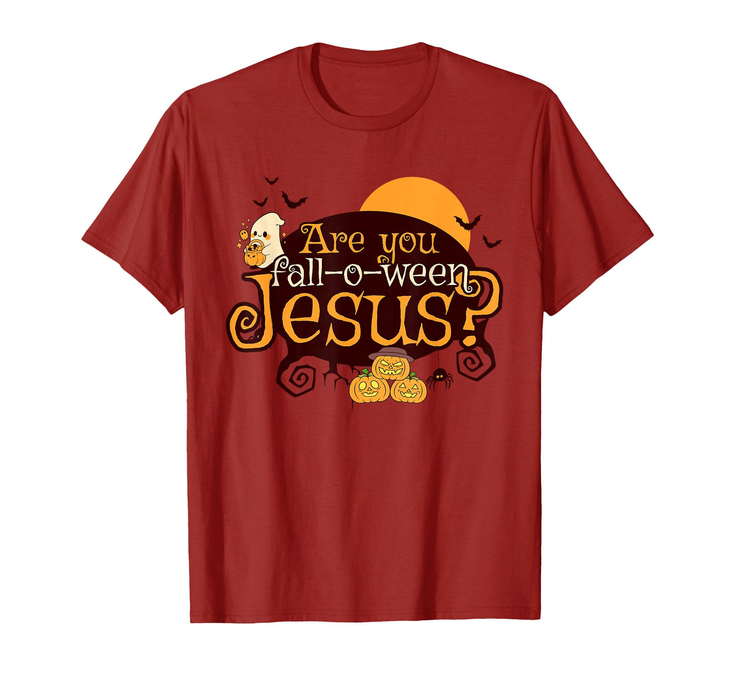 Cute Ghost with Pumpkins are You Fall-o-ween Jesus T-Shirt
