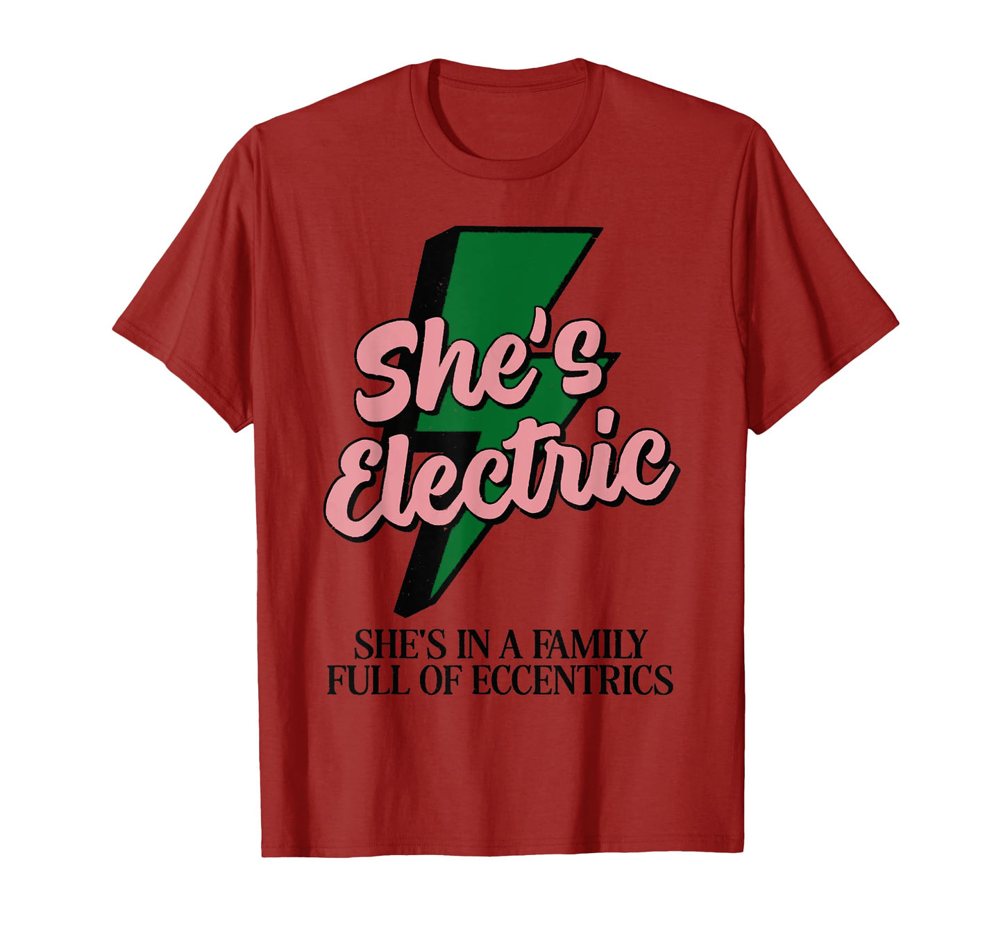 Retro Basic Lightning Quote She Electric Funny Simple T-Shirt