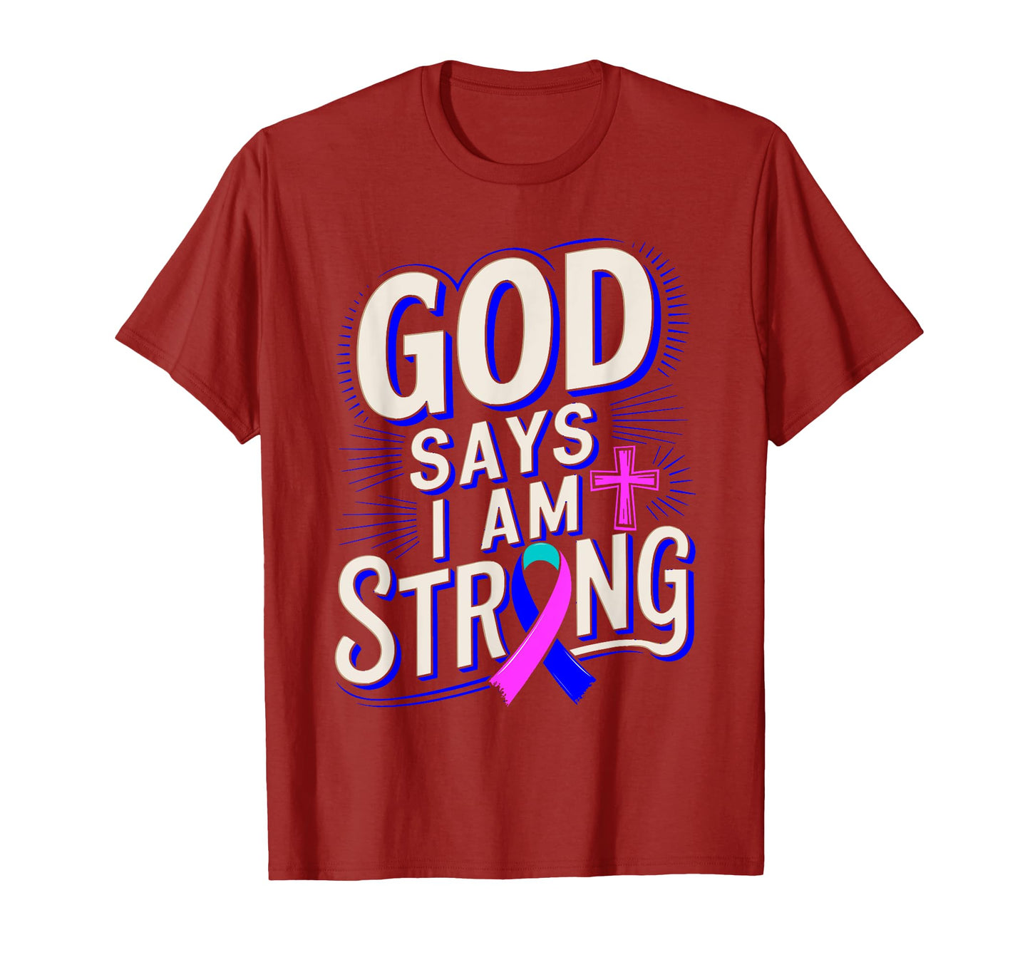 God Says I'm Strong Survivor Thyroid Cancer Awareness T-Shirt