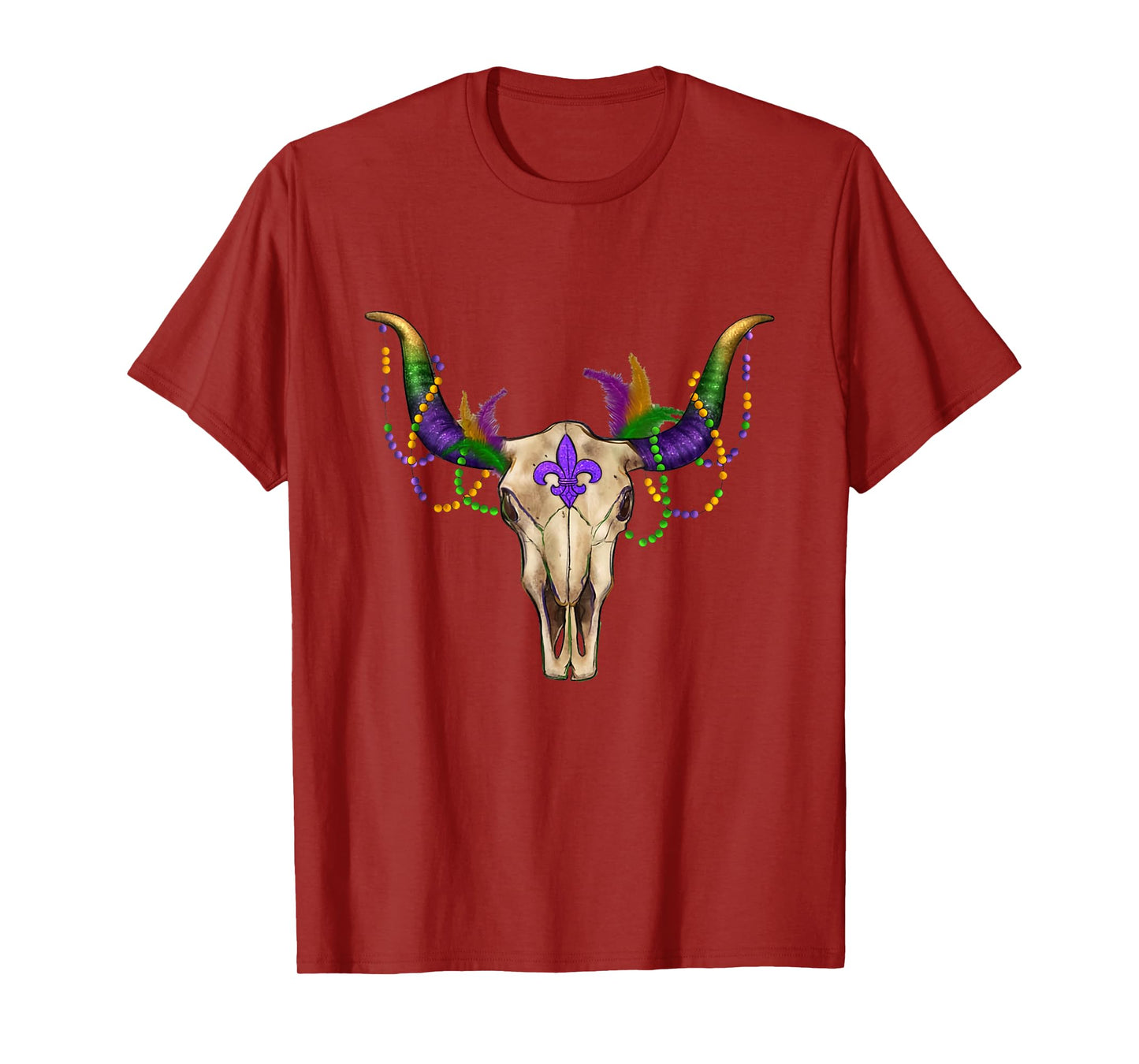Mardi Gras Cow Bull Skull Mardi Gras Farm Animal Cow Lover T-Shirt