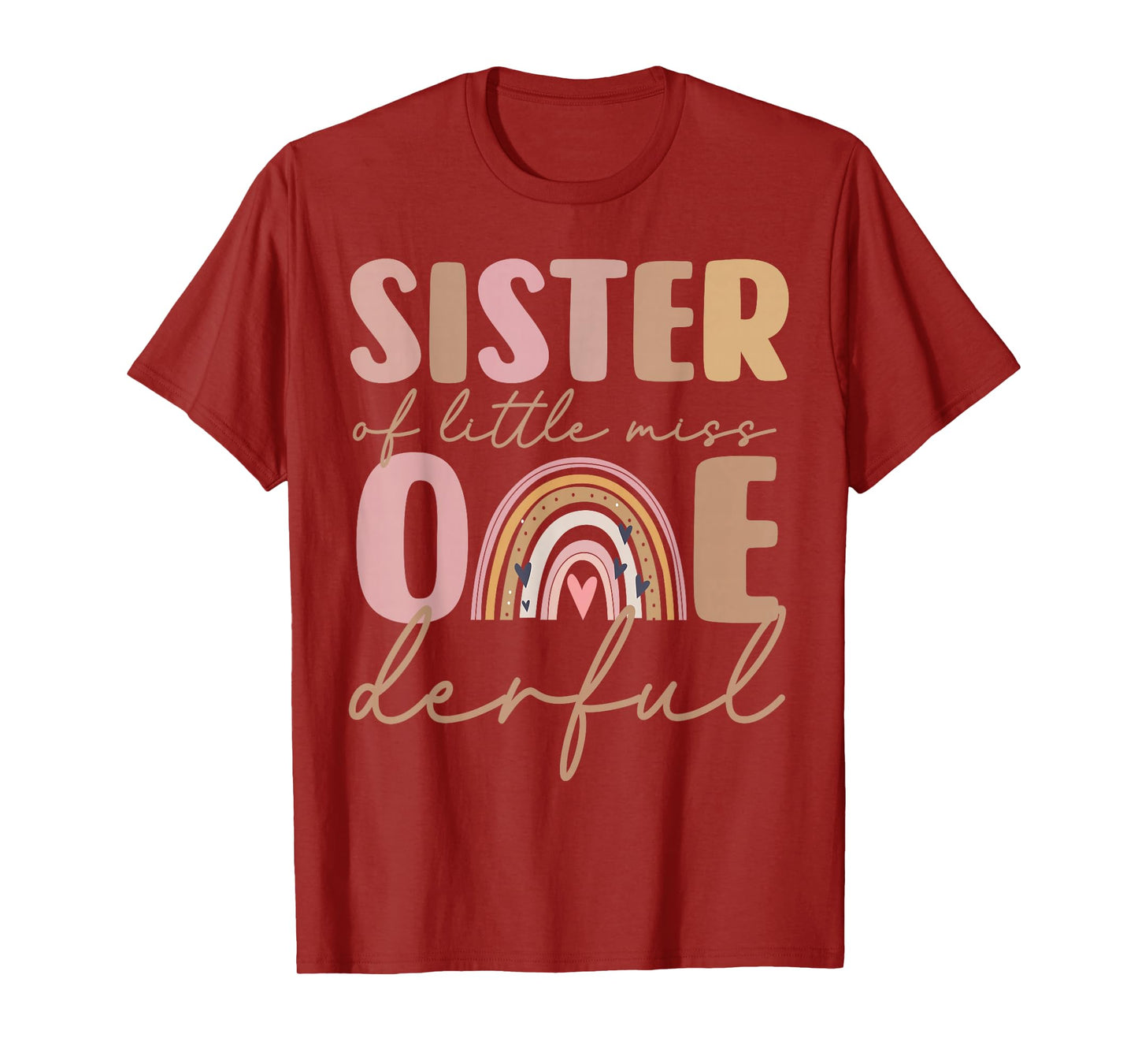 Sister of Little Miss Onederful First Birthday Boho Rainbow T-Shirt