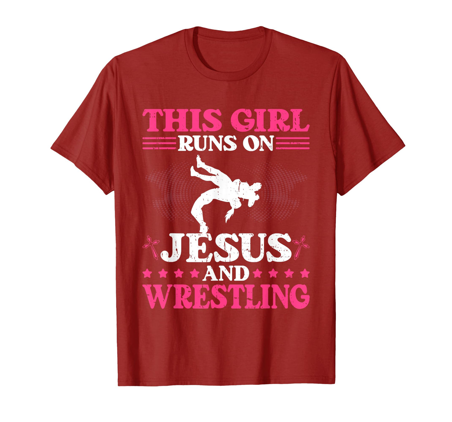 This Girl Runs On Jesus And Wrestling T-Shirt