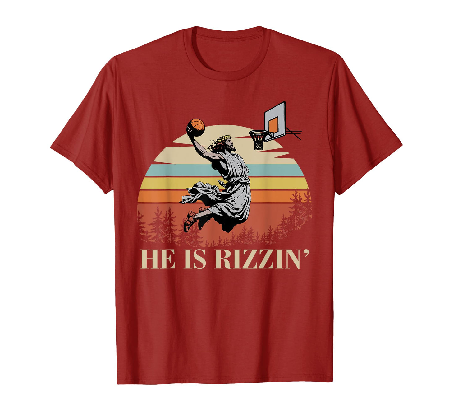 He Is Rizzin Jesus Playing Basketball Funny Easter Day T-Shirt