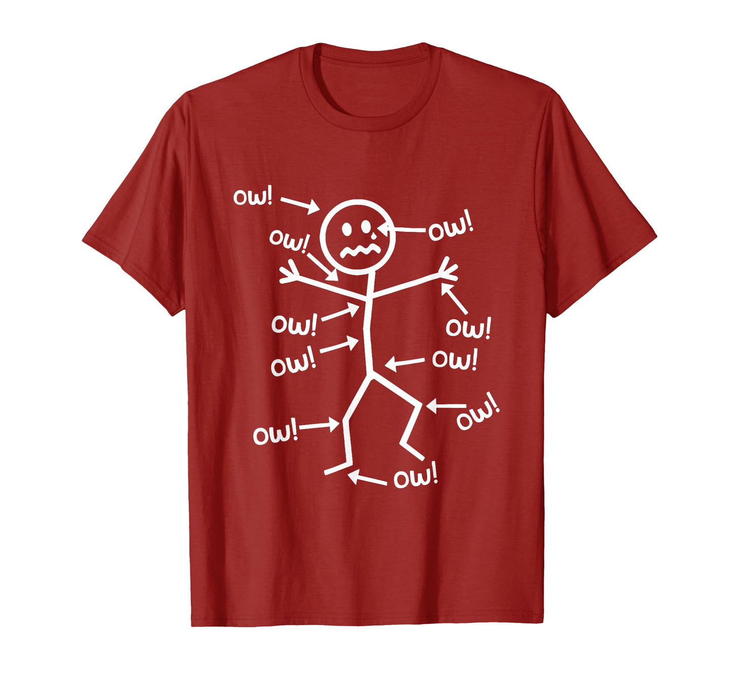 Ow Ow Ow Comedy Stick Character Funny Chronic Pain Meme T-Shirt