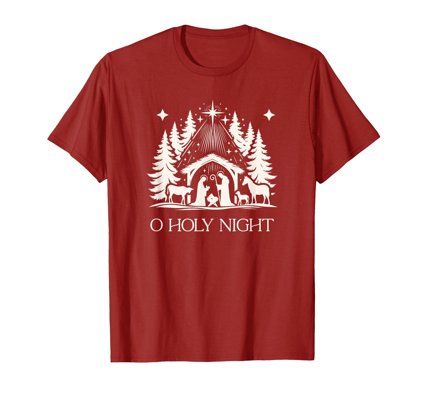 O Holy Night Christmas Nativity Scene Birth of Jesus Creche T-Shirt