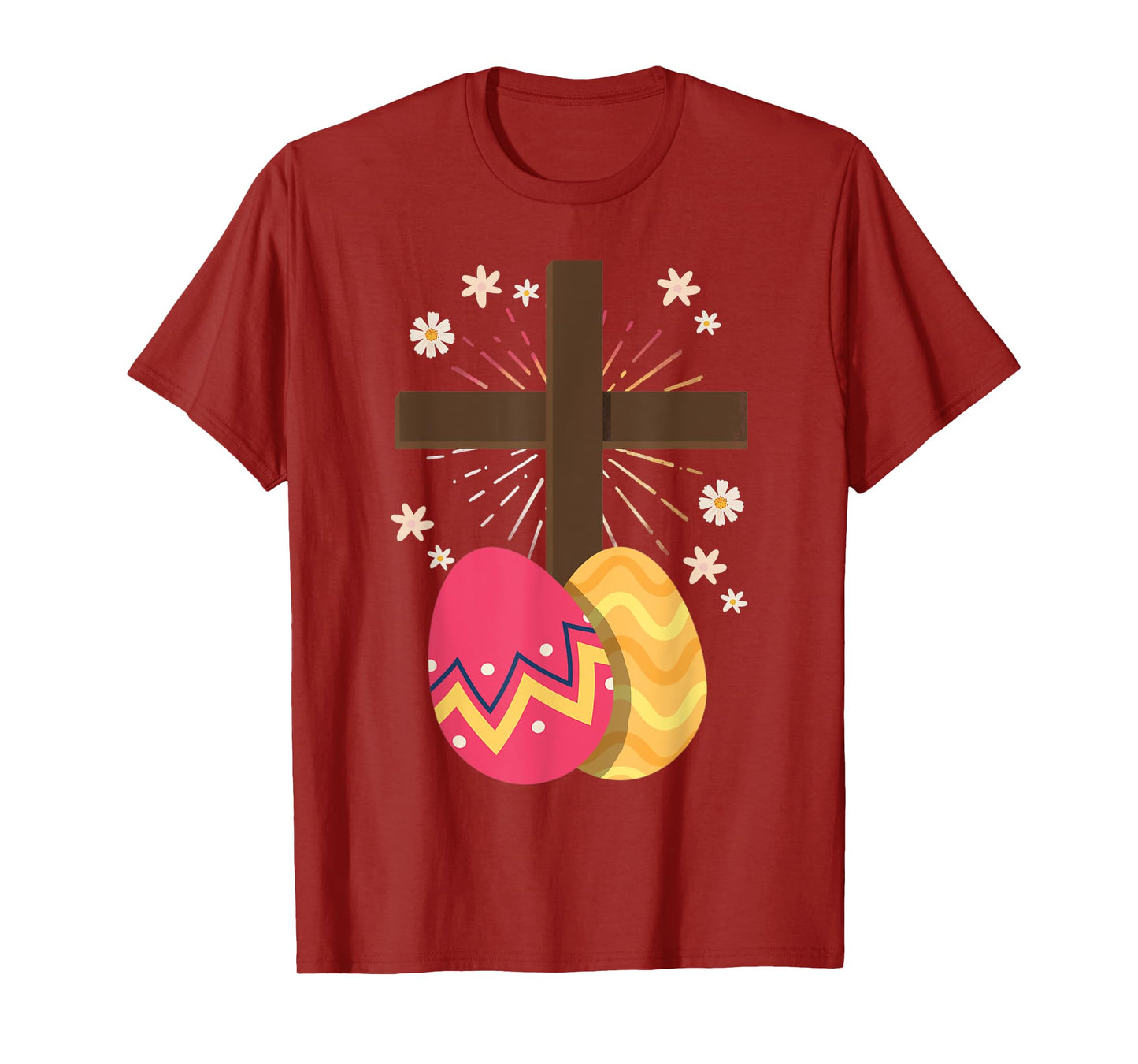 Christianity Cross Jesus Christ Flower Easter Eggs T-Shirt