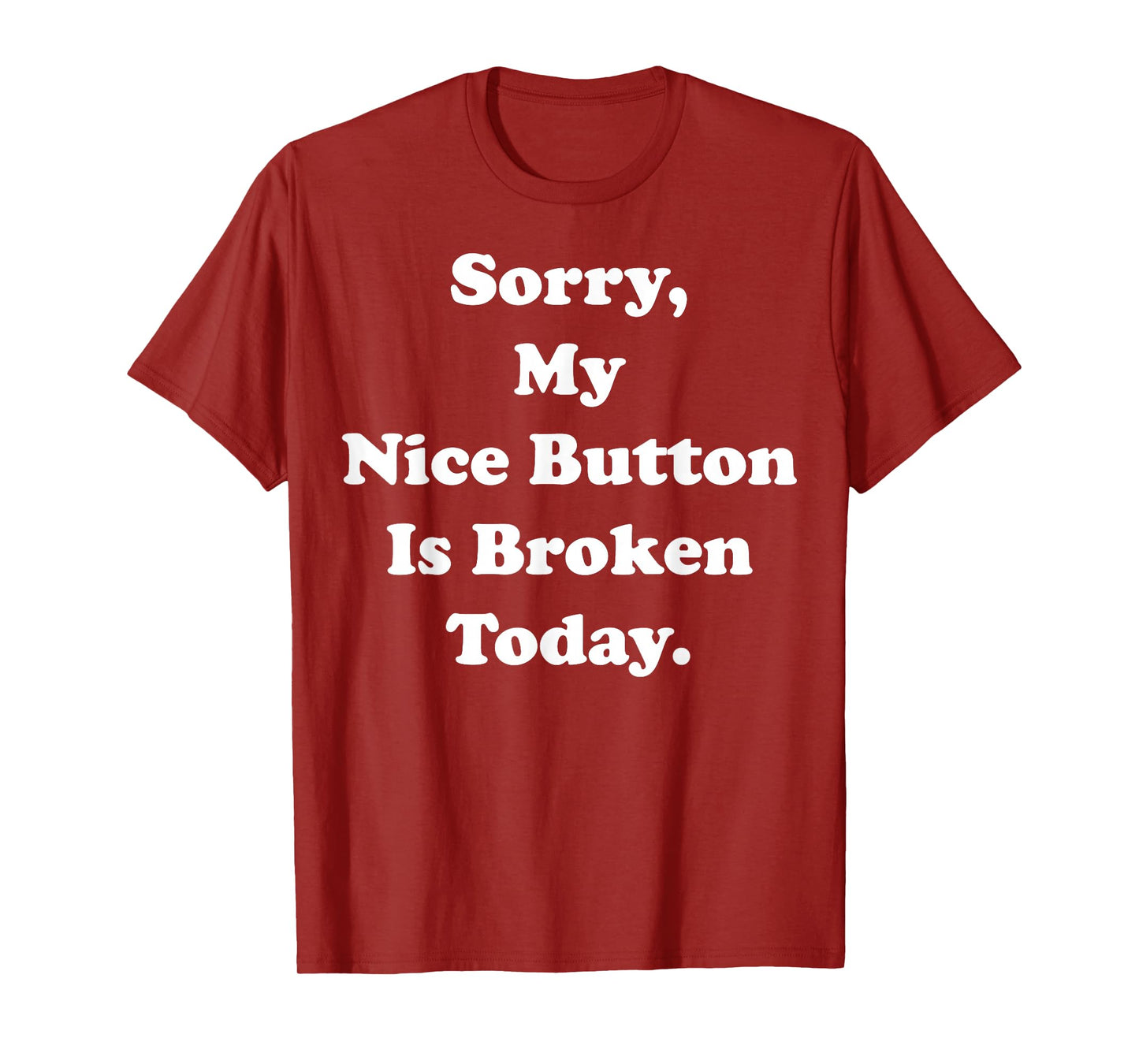 Sorry My Nice Button Is Broken Today Humor Funny Saying T-Shirt
