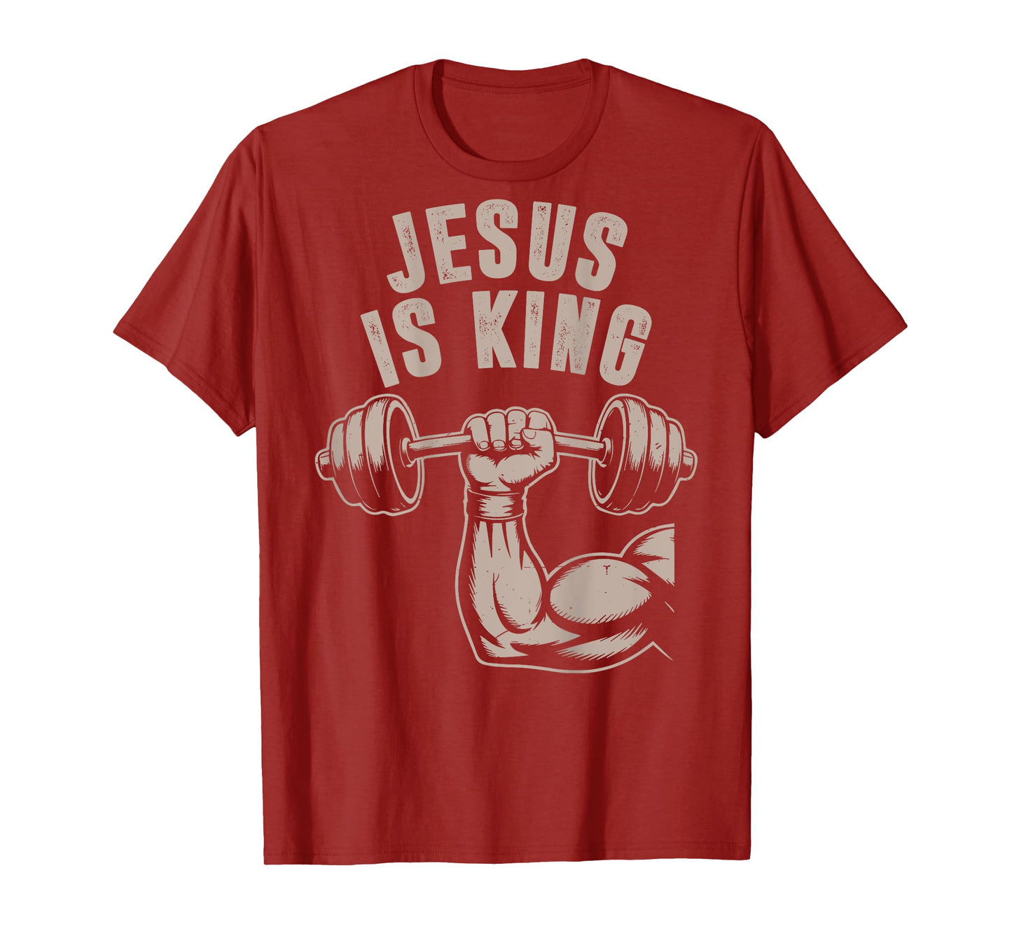 Jesus is King Barbell Cross Funny Christian Workout Gym Men T-Shirt