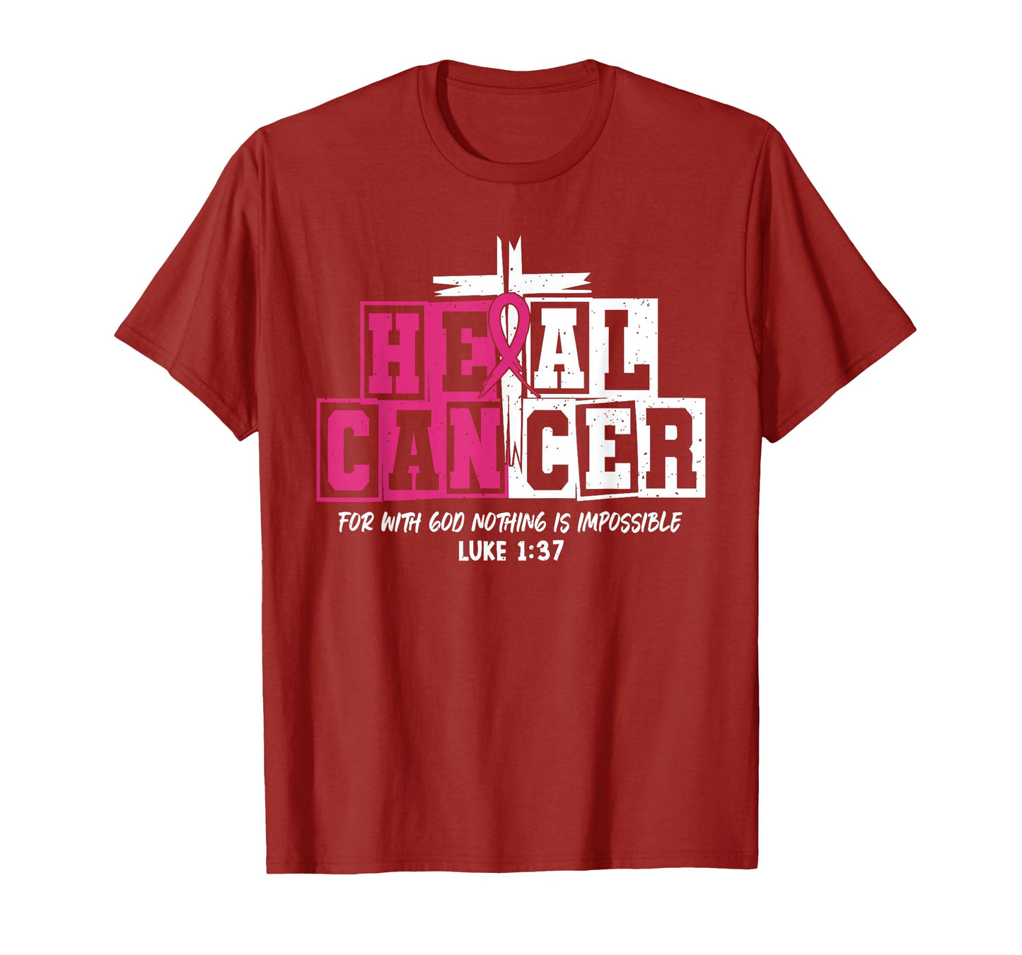 Heal Cancer Believe God Christian Breast Cancer Awareness T-Shirt