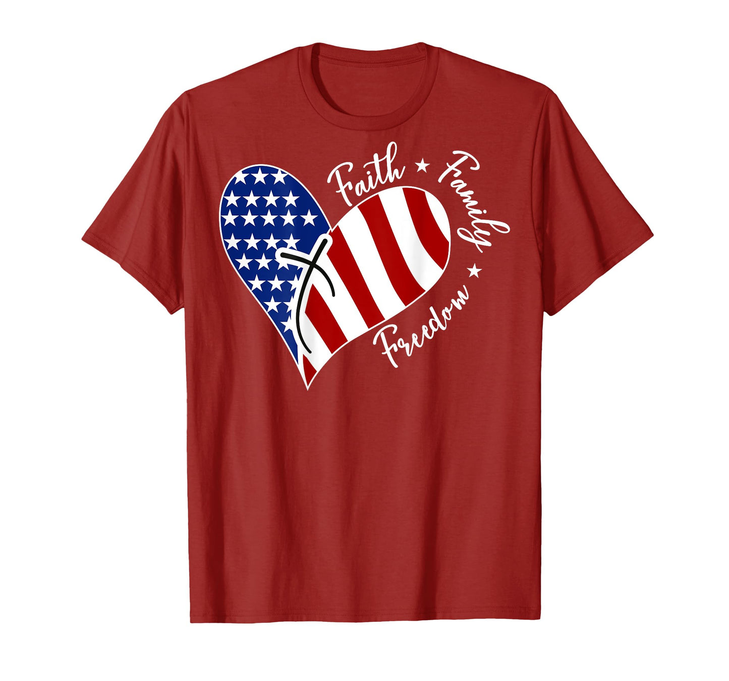 Jesus Cross Heart America The Lord Is My Rock ART ON BACK T-Shirt