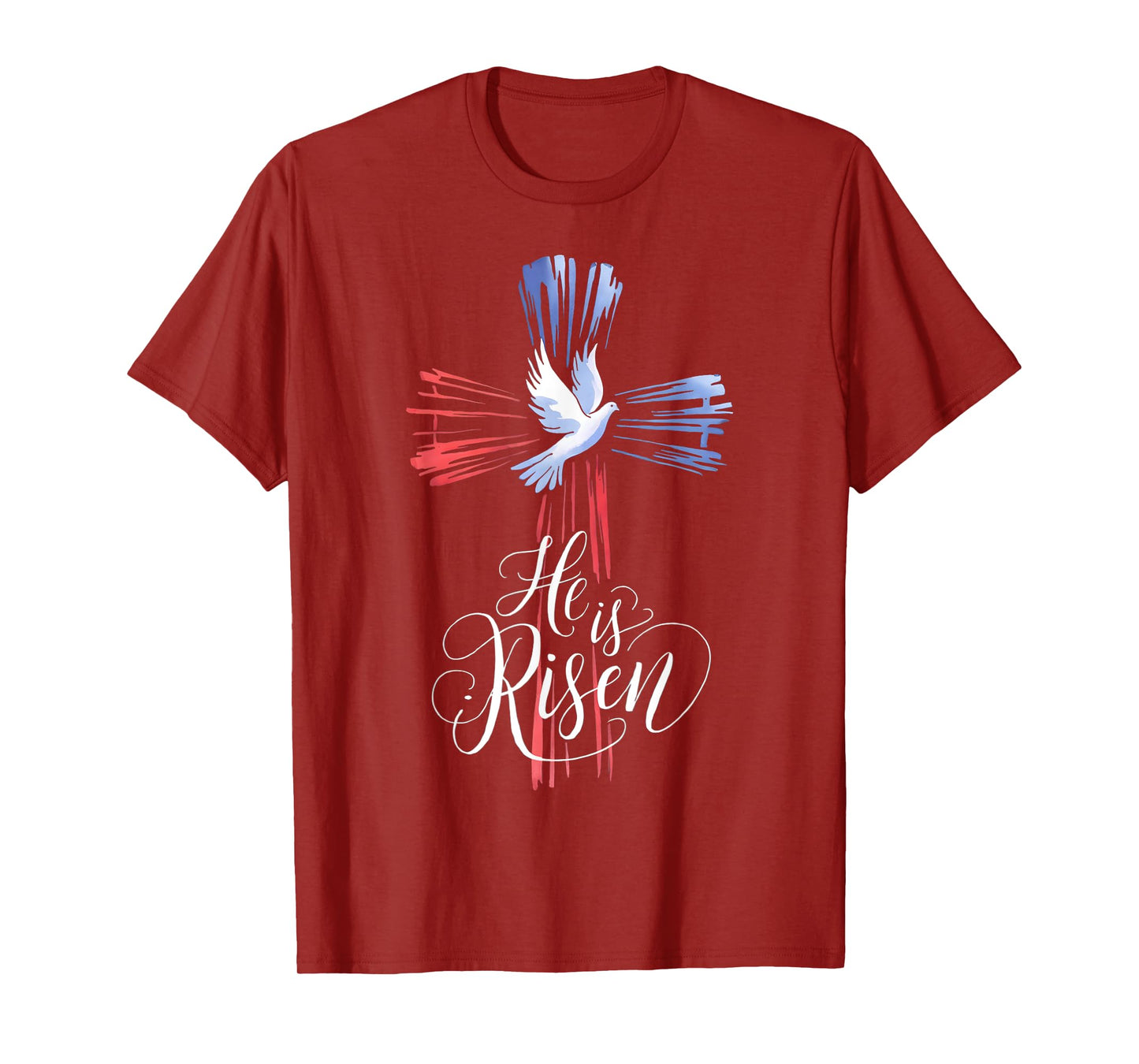 He Is Risen Jesus Easter Religious Christian Cross and Dove T-Shirt