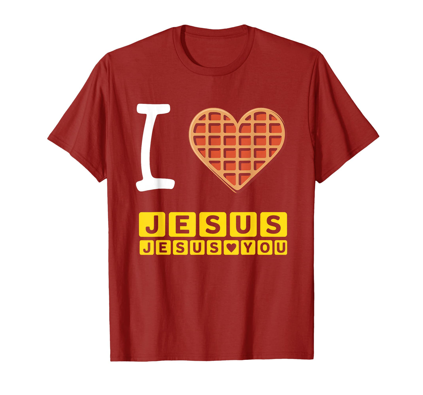 I Love Jesus Waffle Heart Funny Christian Breakfast T-Shirt