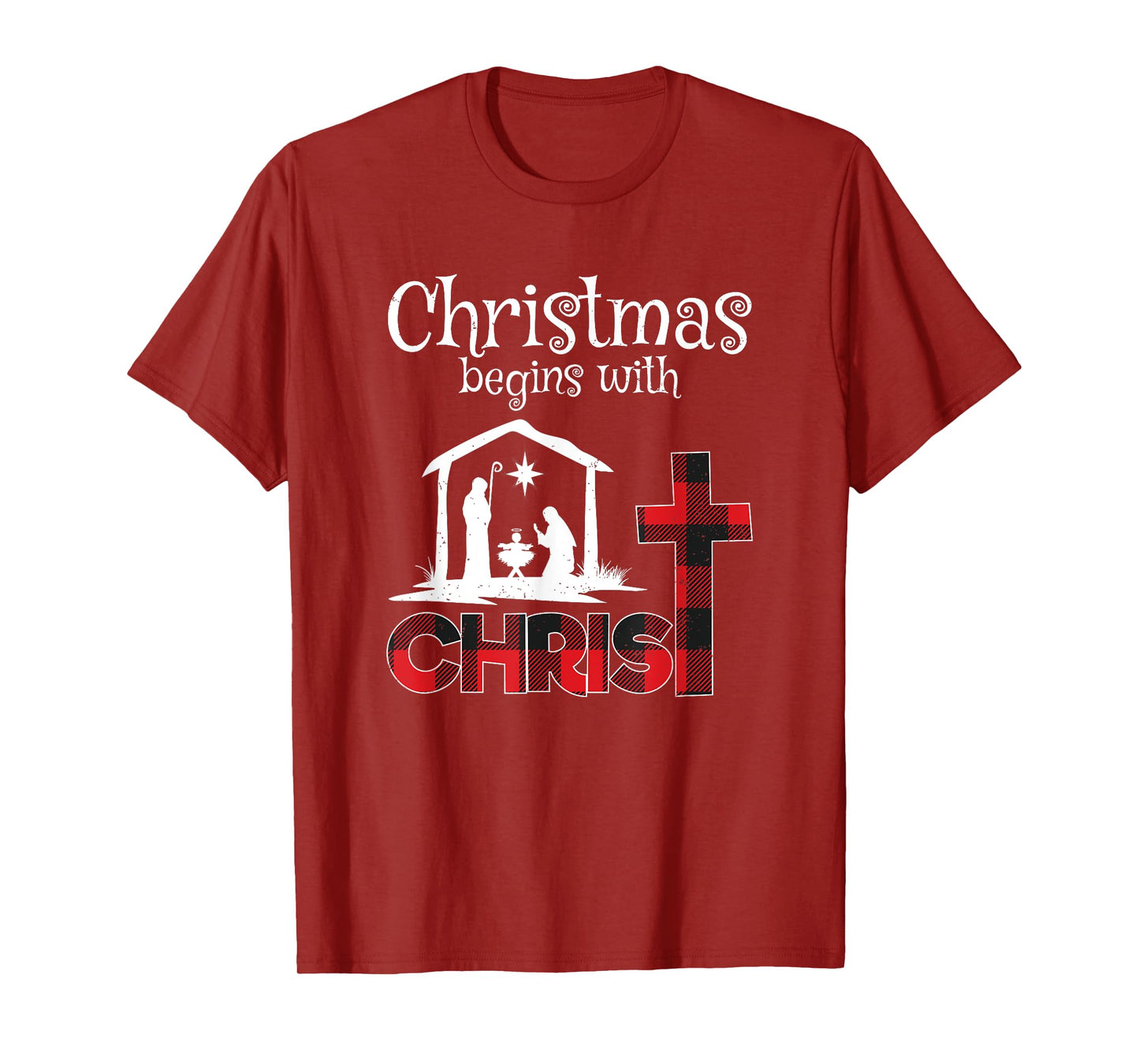 Christmas Begins With Christians Buffalo Plaid T-Shirt